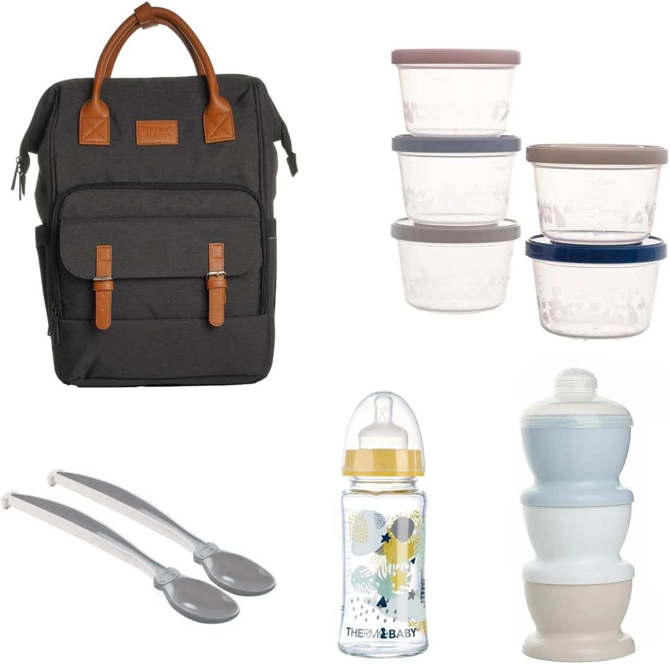 ترموبابی - کیف لوازم کودک با لوازم جانبی - کوله پشتی کاربردی - 5 جعبه نگهداری - قاشق های ارگونومیک - شیشه شیر و نگهدارنده شیر - مجموعه کامل برای والدین ترموبابی - کیف لوازم کودک با لوازم جانبی - کوله پشتی کاربردی - 5 جعبه نگهداری - قاشق های ارگونومیک - شیشه شیر و نگهدارنده شیر - مجموعه کامل برای والدین