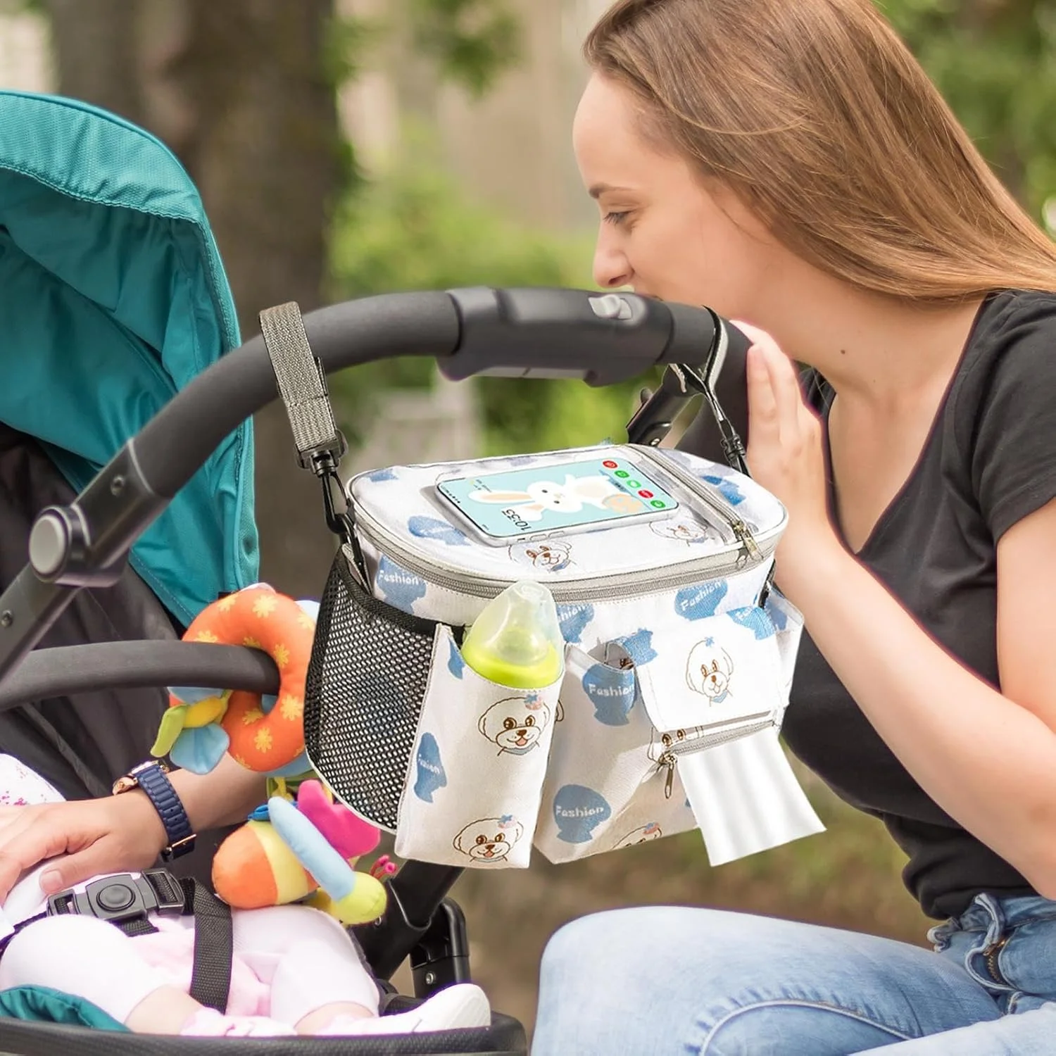 کیف لوازم کودک برای کالسکه، کیف کالسکه با بندهای ضد لغزش برای نوزاد، کیف ضد آب با نصب محکم و ایمن، مناسب برای مادر و پدر، مسافرت با نوزاد، کودک نوپا، دختر و پسر