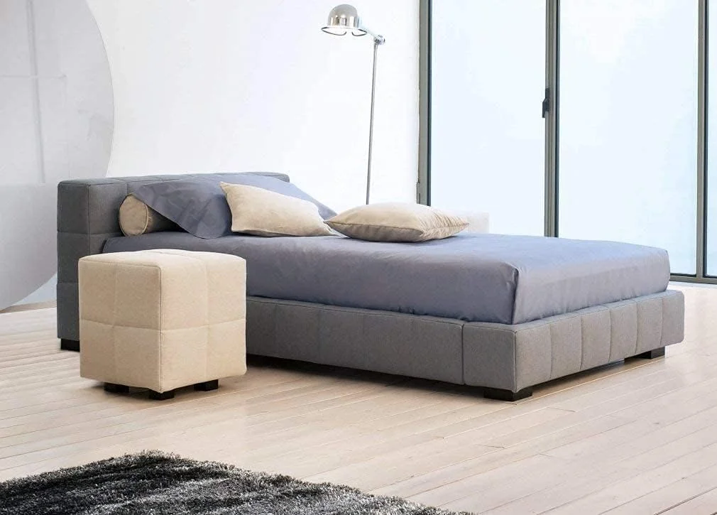 تخت خواب مدرن روکش دار اس جی جینان - سایز یک نفره (120cmx200cm) (آبی روشن)