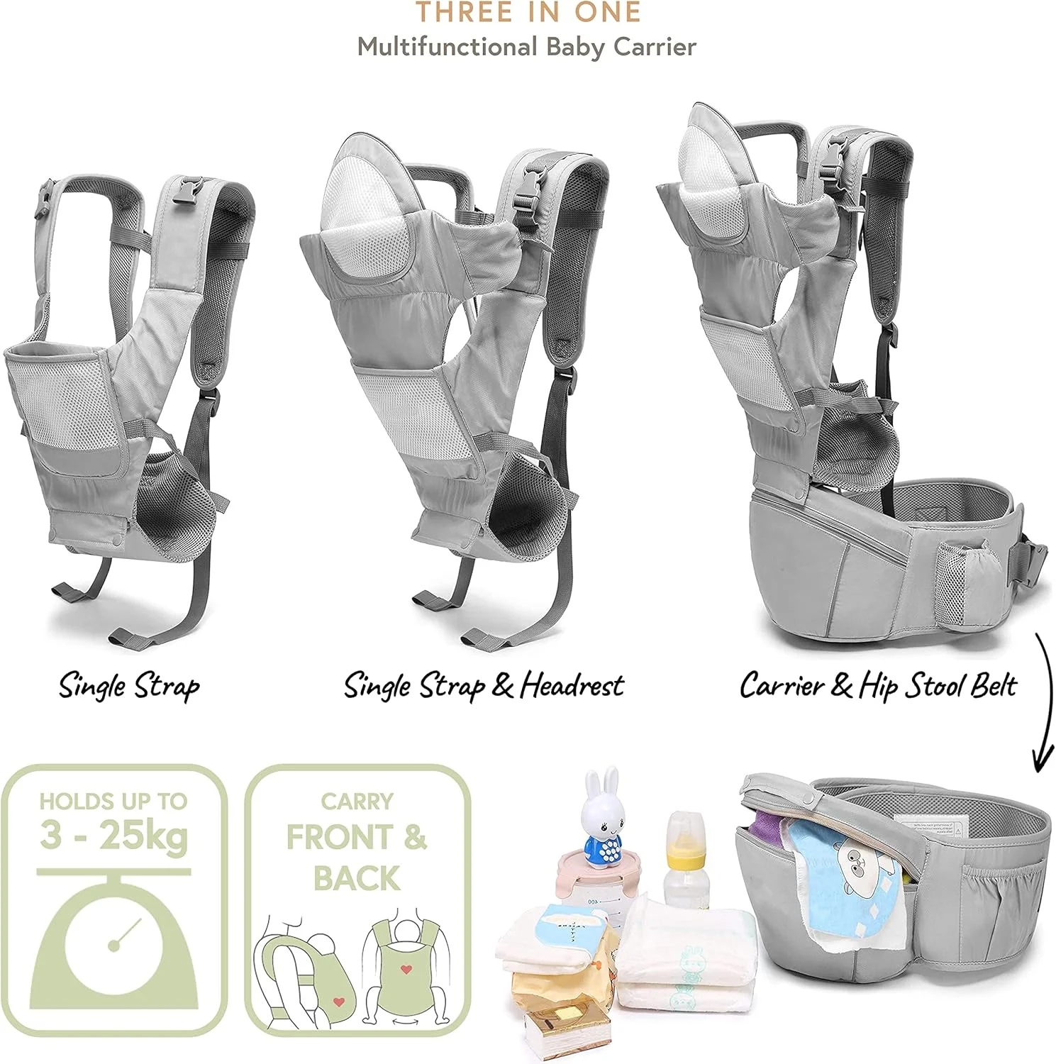 آغوشی کودک سورلی برای نوزاد (شرکت بریتانیایی) سایز قابل تنظیم 3 تا 36 ماهگی