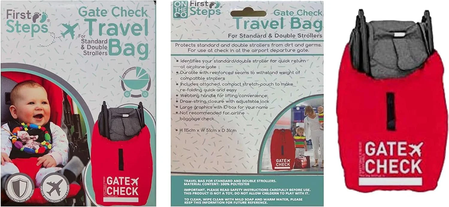 کیف حمل کالسکه کودک Steps Inn | لوازم جانبی مسافرتی گیت کودک | ملزومات سفر با کالسکه و پرام هواپیما برای کالسکه های استاندارد و دوقلو 115x51x31 سانتی متر