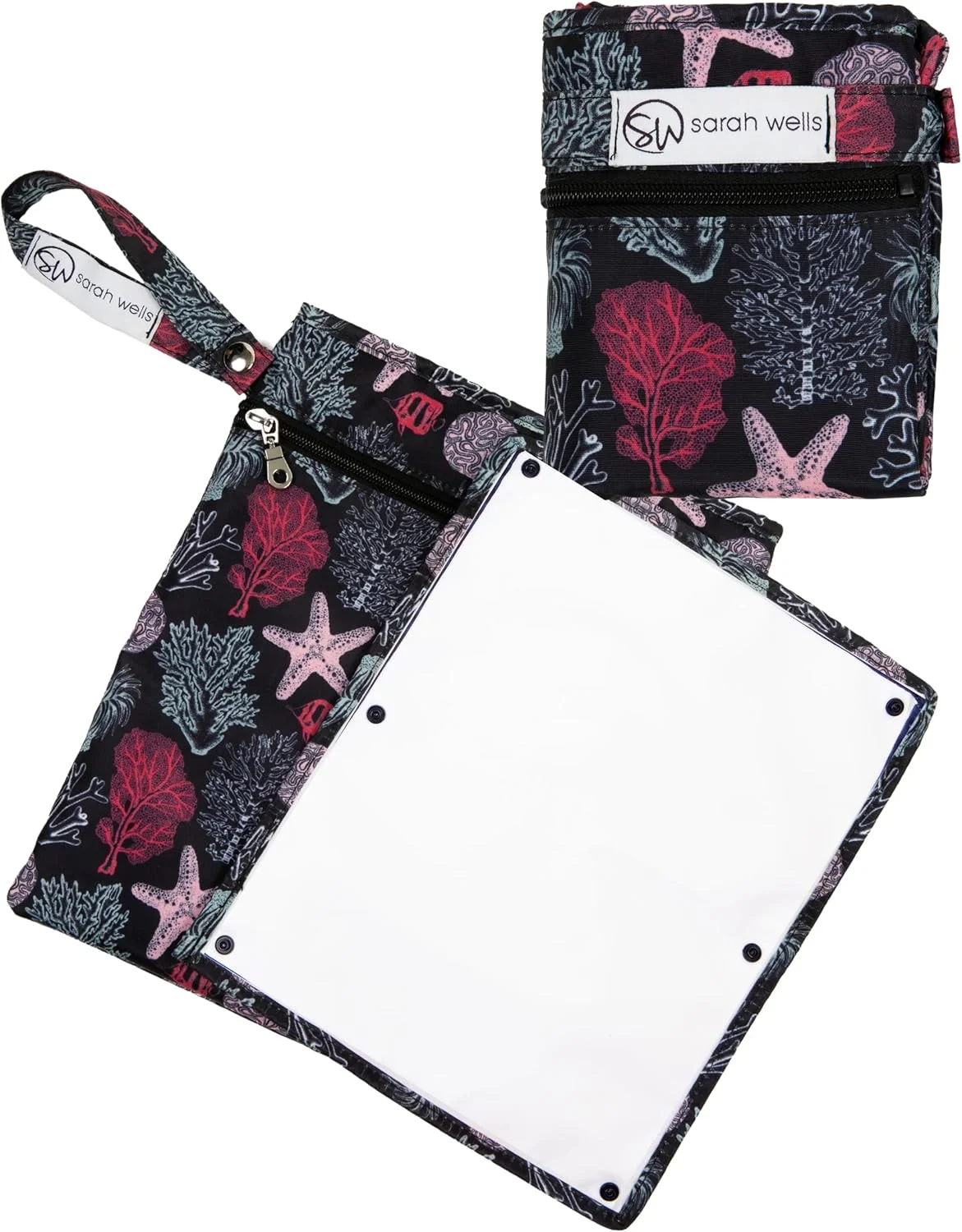 کیف خشک و خیس Sarah Wells Pumparoo برای قطعات پمپ سینه - سازمان دهنده جمع و جور با جیب ضد آب، زیرانداز و ترفند یخچال - لوازم جانبی پمپاژ قابل شستشو در ماشین لباسشویی (اقیانوس)