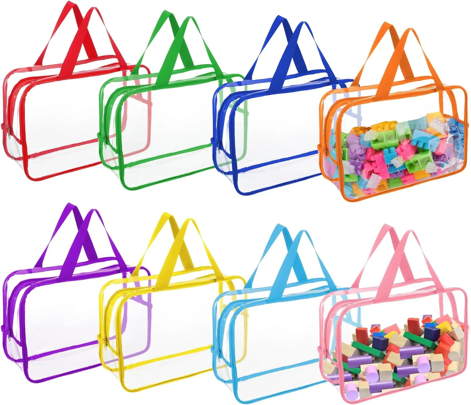 بسته 8 عددی کیف های بزرگ نگهداری اسباب بازی در 8 رنگ، کیف های نگهداری بازی های تخته ای PVC شفاف قابل استفاده مجدد، سازمان دهنده های اسباب بازی و کیف های نگهداری با زیپ برای بلوک های ساختمانی، پازل و لوازم جانبی دست ساز، کیف لوازم آرایشی شفاف بسته 8 عددی کیف های بزرگ نگهداری اسباب بازی در 8 رنگ، کیف های نگهداری بازی های تخته ای PVC شفاف قابل استفاده مجدد، سازمان دهنده های اسباب بازی و کیف های نگهداری با زیپ برای بلوک های ساختمانی، پازل و لوازم جانبی دست ساز، کیف لوازم آرایشی شفاف