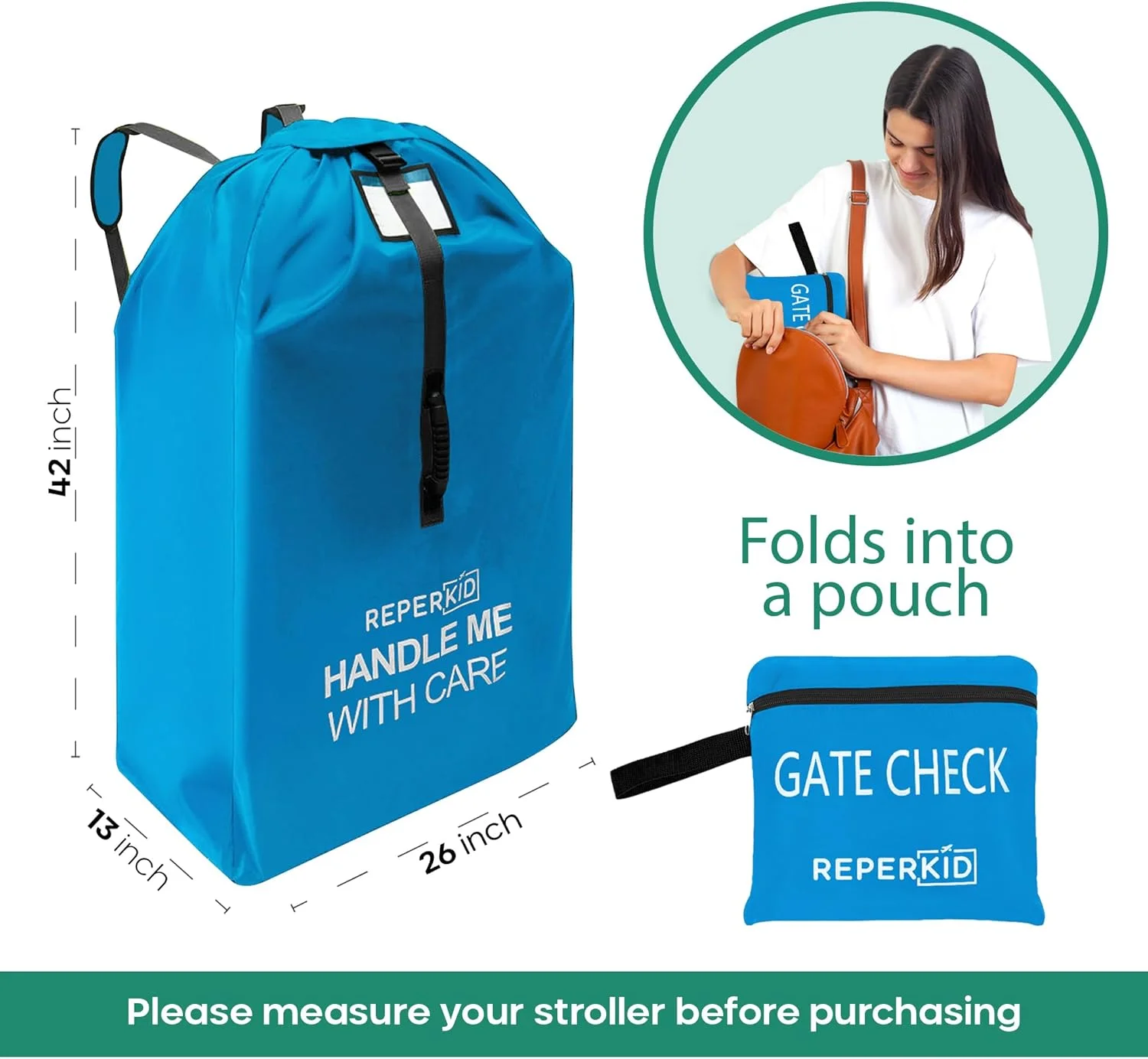 کیف حمل کالسکه متوسط ریپرکید مناسب برای سفر هوایی، آبی، 106x66x33 سانتیمتر، مناسب برای اکثر کالسکههای تکی از جمله مدلهای مخصوص دویدن و استاندارد – روکش ضد آب ممتاز، بندهای شانهای قابل تنظیم کیف حمل کالسکه متوسط ریپرکید مناسب برای سفر هوایی، آبی، 106x66x33 سانتیمتر، مناسب برای اکثر کالسکههای تکی از جمله مدلهای مخصوص دویدن و استاندارد – روکش ضد آب ممتاز، بندهای شانهای قابل تنظیم