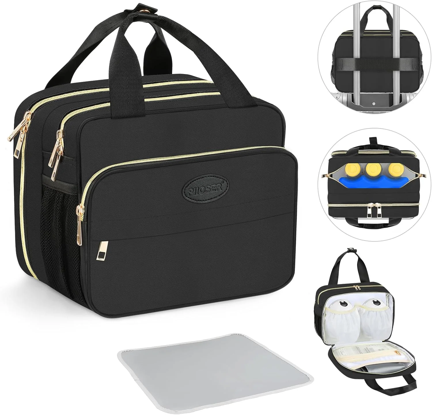 کیف عایق دار بطری PIIOSER به همراه بسته یخ، کیف خنک نگهدارنده شیر مادر سازگار با پمپ های شیر و لوازم جانبی قابل حمل، کیف پرستاری در حال حرکت برای مادران کیف عایق دار بطری PIIOSER به همراه بسته یخ، کیف خنک نگهدارنده شیر مادر سازگار با پمپ های شیر و لوازم جانبی قابل حمل، کیف پرستاری در حال حرکت برای مادران