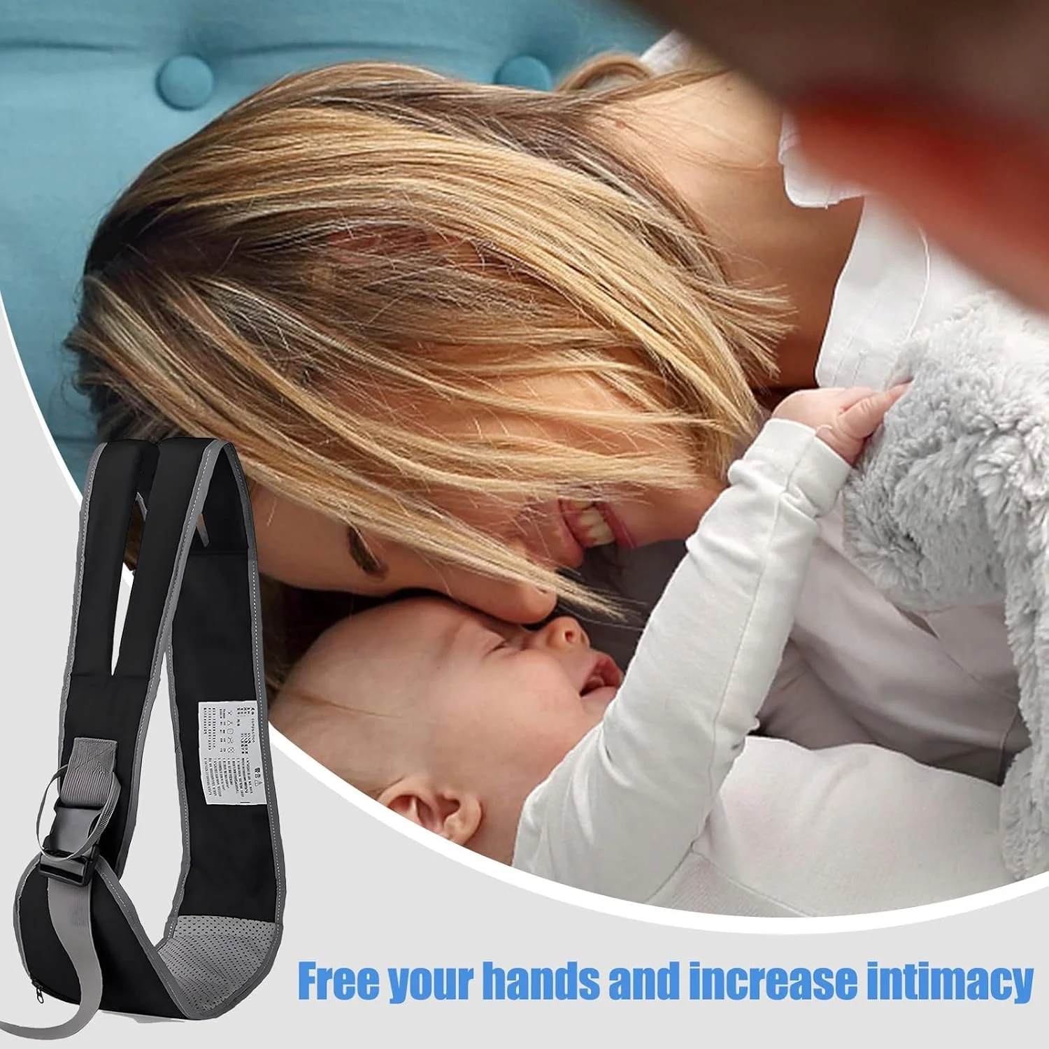 آغوشی نوزاد، آغوشی قابل حمل کودک با بند شانه ای راحت و قابل تنظیم، آغوشی نرم و ضد لغزش ارگونومیک برای نوزاد، کودک نوپا تا 25 کیلوگرم (مشکی)