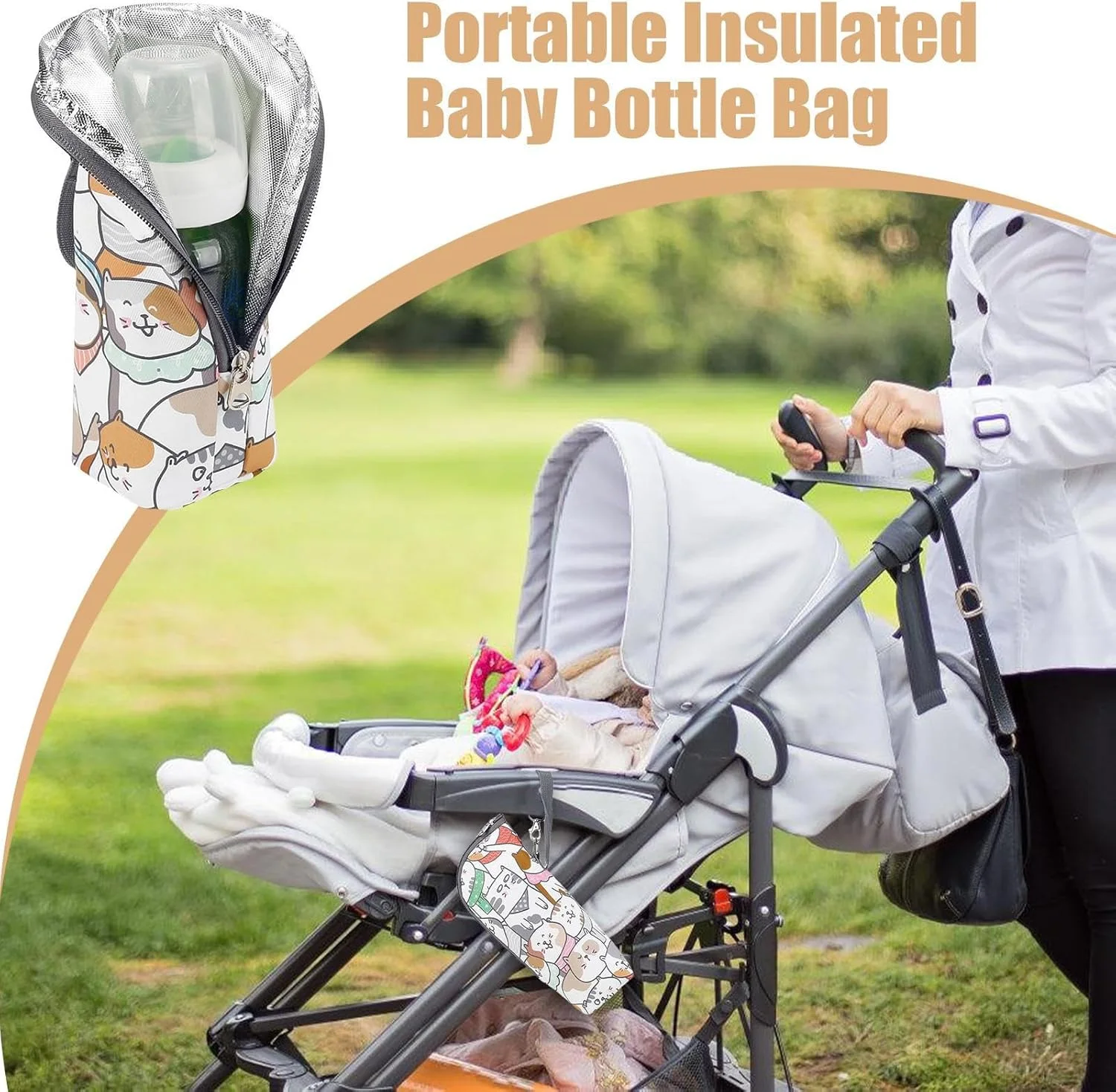 کیف خنک نگهدارنده شیشه شیر کودک | کیف گرم نگهدارنده شیشه شیر، کیف قابل حمل ضد آب، لوازم جانبی مسافرتی برای نگهداری شیشه شیر، مناسب برای مادران و مهد کودک