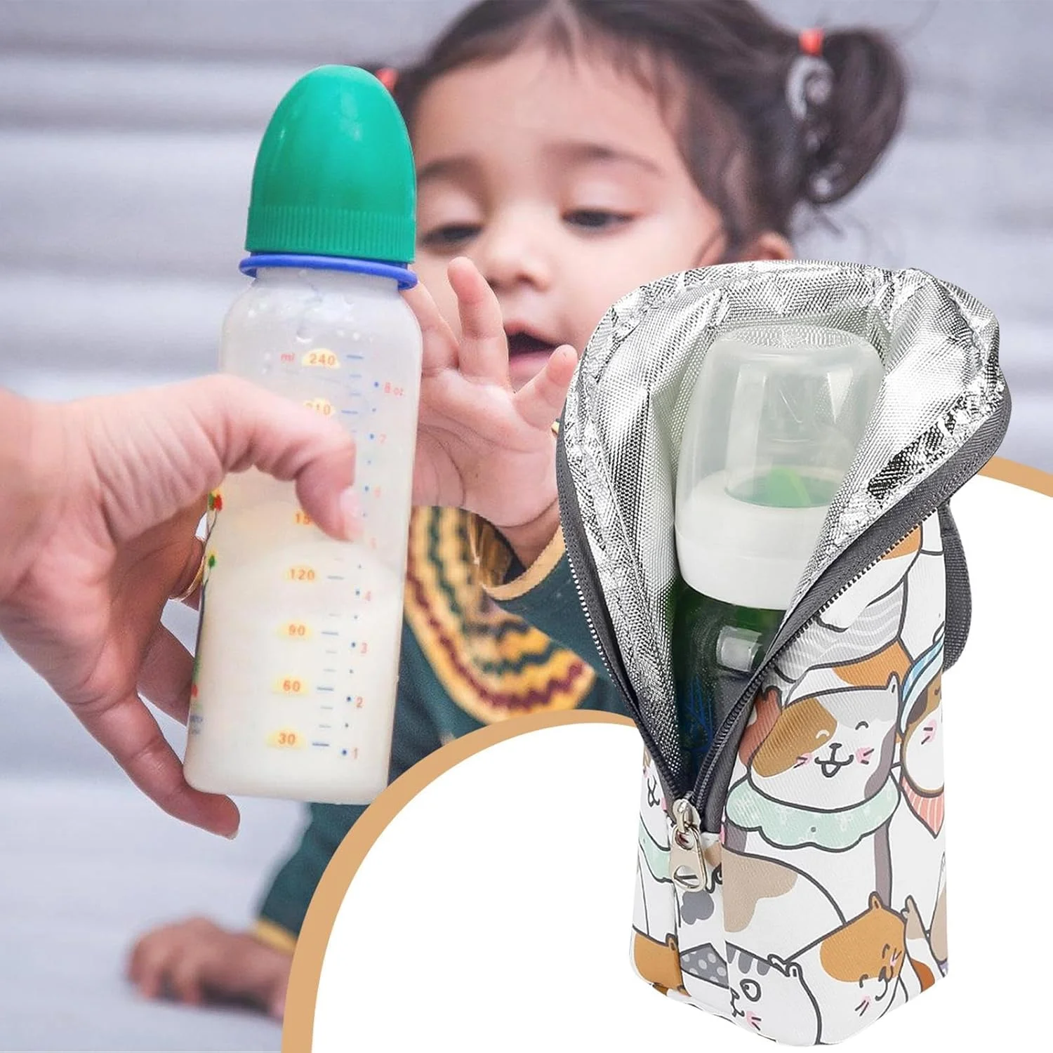 کیف خنک نگهدارنده شیشه شیر کودک | کیف گرم نگهدارنده شیشه شیر، کیف قابل حمل ضد آب، لوازم جانبی مسافرتی برای نگهداری شیشه شیر، مناسب برای مادران و مهد کودک