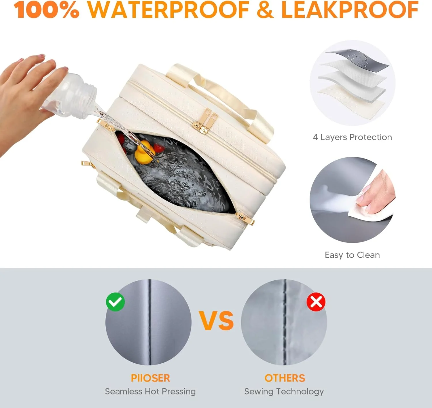 کیف خنک نگهدارنده شیر مادر PIIOSER با کیسه یخ، سازگار با پمپ های شیر مادر قابل حمل و لوازم جانبی - کیف حمل برای پمپ های شیردهی و کار، کرم