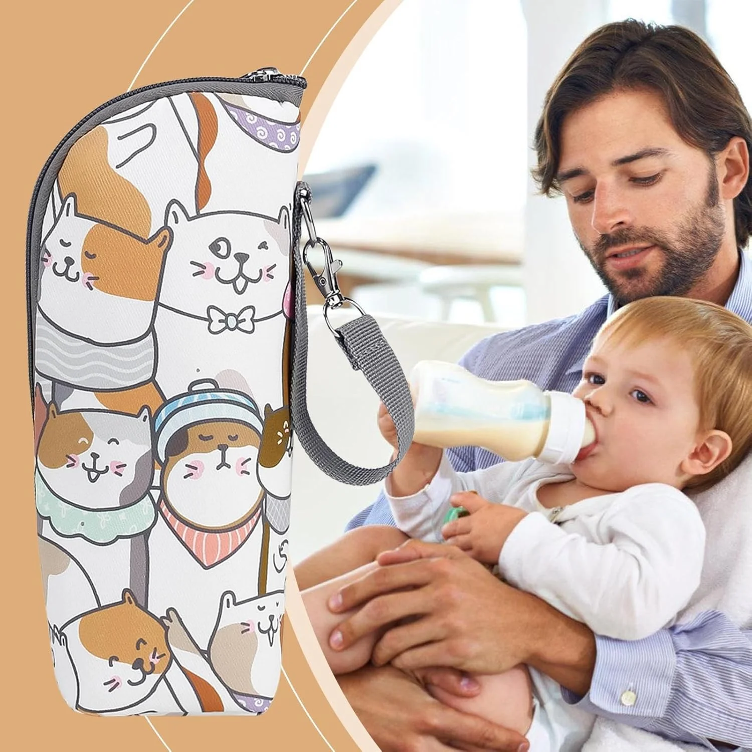 کیف خنک نگهدارنده شیشه شیر کودک | کیف گرم نگهدارنده شیشه شیر، کیف قابل حمل ضد آب، لوازم جانبی مسافرتی برای نگهداری شیشه شیر، مناسب برای مادران و مهد کودک