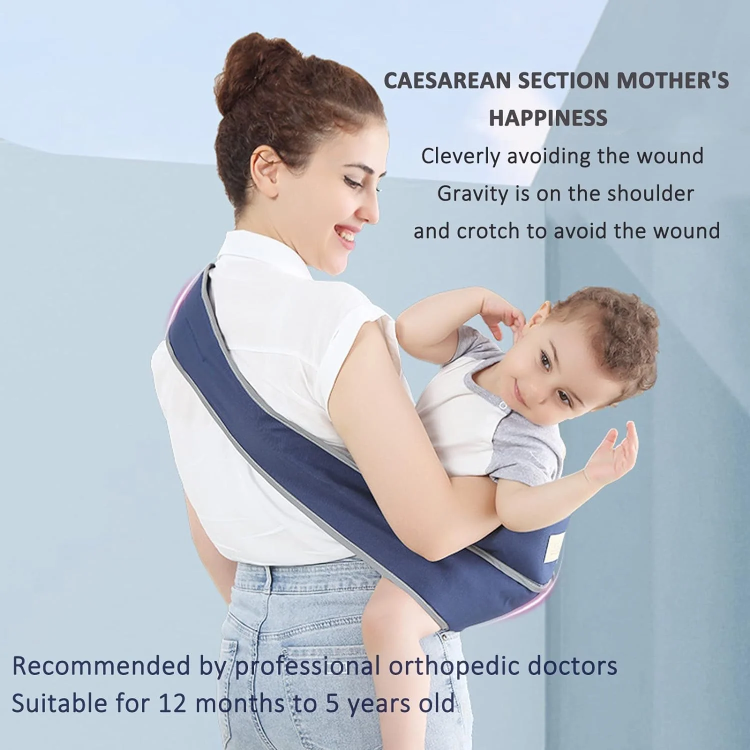 NALACAL Toddler Carrier, Portable Adjustable Child Sling, Ergonomic One Shoulder Labor Saving Polyester Half Wrapped Toddler Sling with Anti-Slip Particles, for Children 6-36 Months (Black) NALACAL Toddler Carrier, Portable Adjustable Child Sling, Ergonomic One Shoulder Labor Saving Polyester Half Wrapped Toddler Sling with Anti-Slip Particles, for Children 6-36 Months (Black)