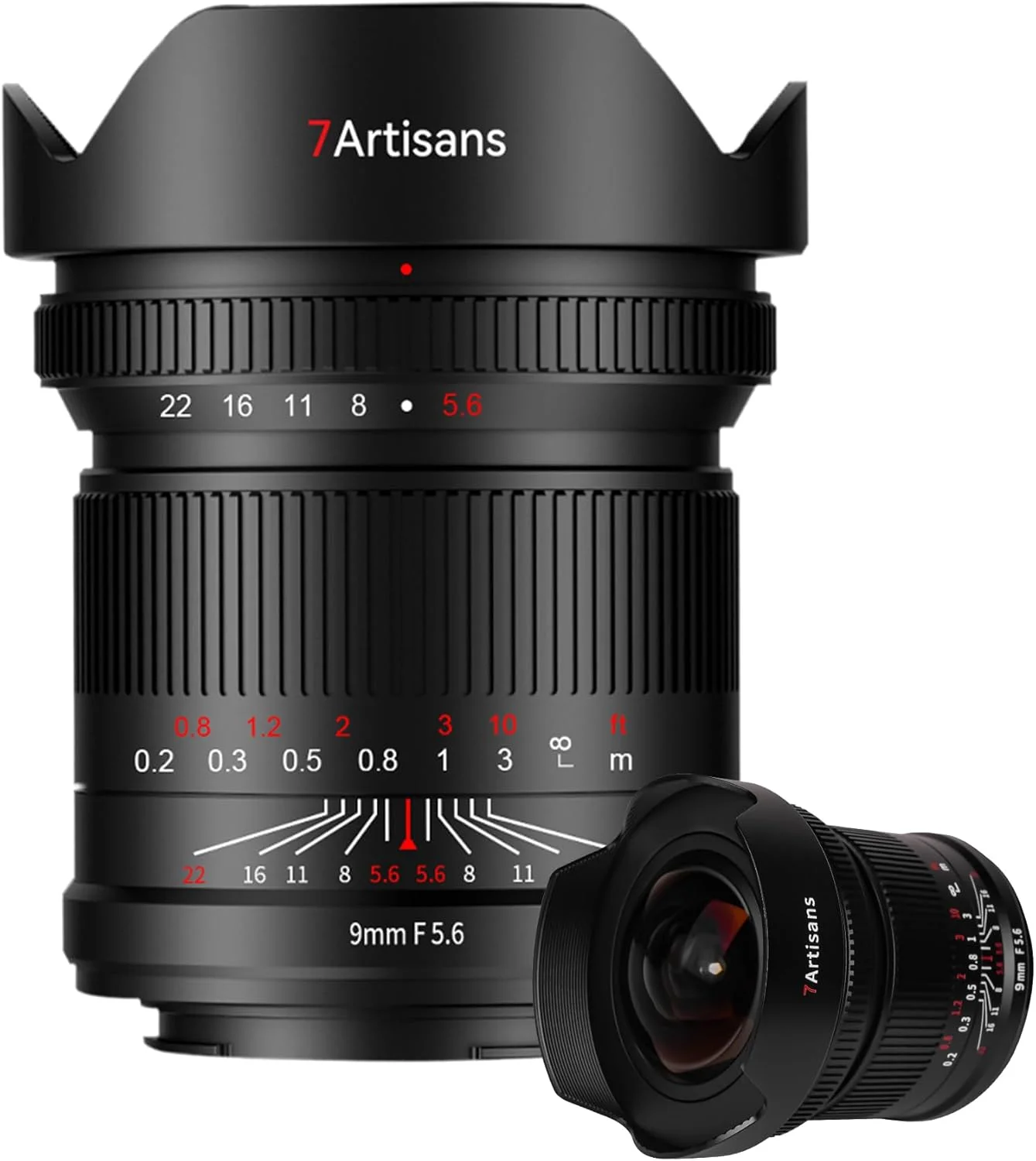 لنز 7artisans 9mm F5.6 کانن RF، لنز زاویه دید فوق عریض فول فریم با فاصله کانونی ثابت 132 درجه سازگار با تمام دوربین های بدون آینه کانن سری EOS R مشکی R5 R7 R8 R10 R50