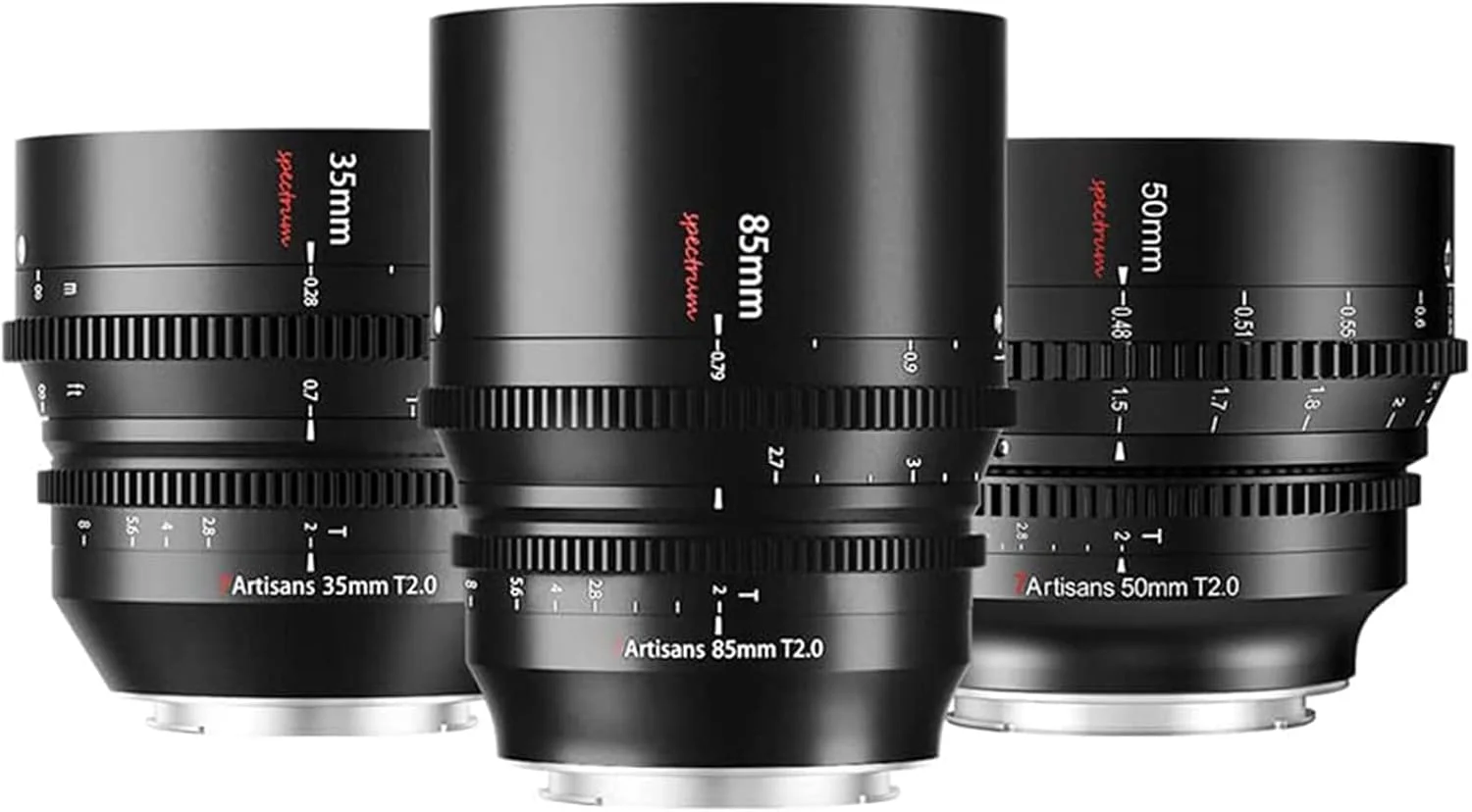 7artisans 85mm 50mm 35mm T2.0 Cine Lens Kit Full Frame Large Aperture for E-Mount A6000 A6300 A6400 A7C A7SII A7MII A7MIII A7MIV A9 A7RII A7RIII