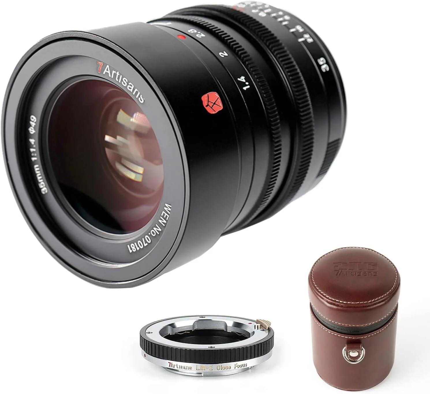 لنز فول فریم 7artisans M35mm f1.4 با مانت Leica M برای دوربین های بدون آینه سری Leica M4 M5 M6 M7 Leica SL, TL, CL به همراه آداپتور فوکوس نزدیک