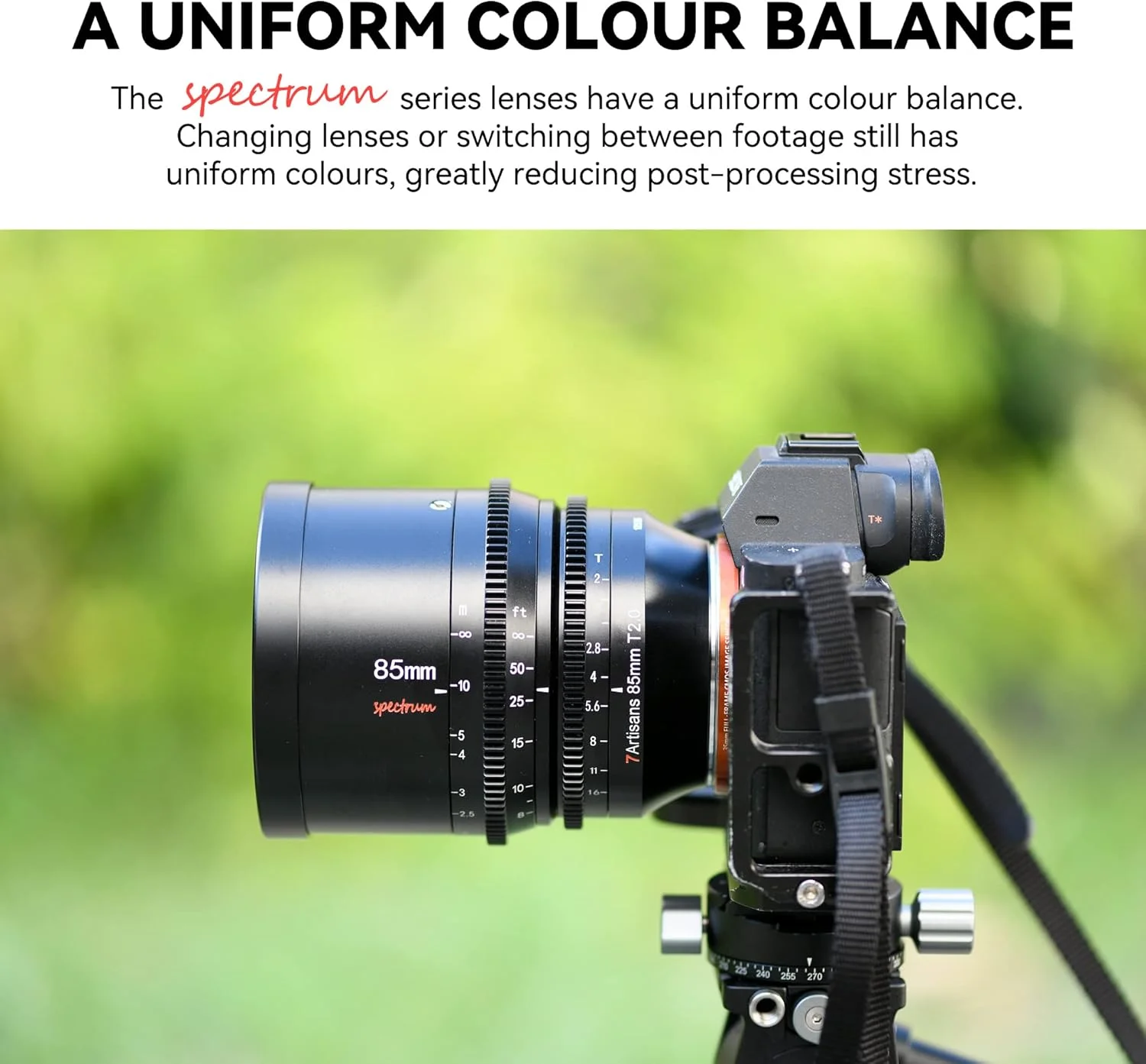 لنز سینمایی فول فریم 85mm T2.0 با دیافراگم باز 7artisans، سازگار با مانت E سونی، لنز سینمایی با فوکوس دستی و اعوجاج کم برای دوربین های بدون آینه سری Sony A7 FX3 A7S3 A7M3 A7M4، مشکی