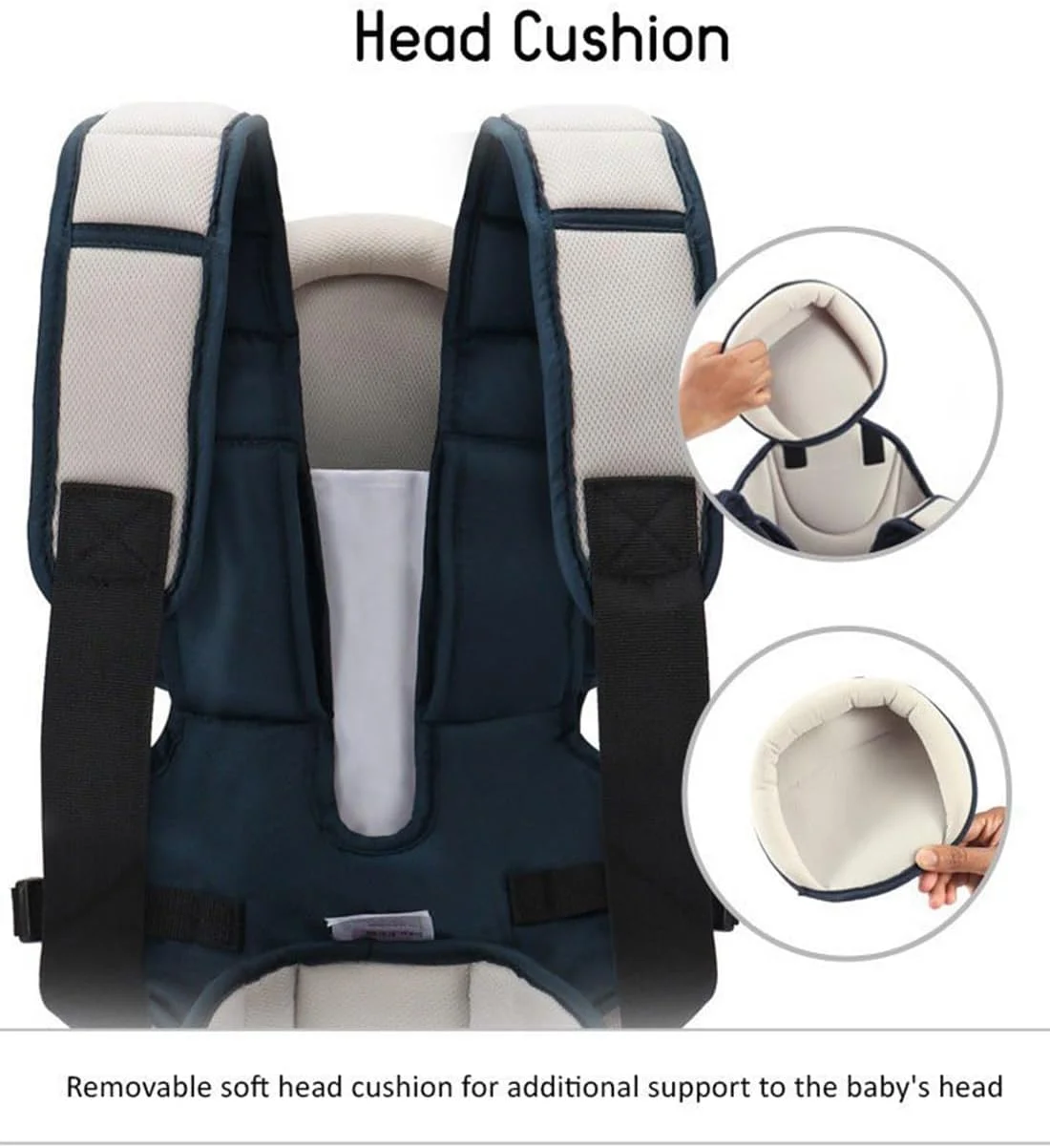 کیف حمل نوزاد پریمیوم Magic Seat، طراحی ارگونومیک و قابل تنظیم 3 در 1، مدل کانگورویی با سبد حمل برای استفاده در جلو و پشت، مناسب برای نوزاد و مادر، مسافرت، 3 تا 18 ماه (سرمه ای-کرم)