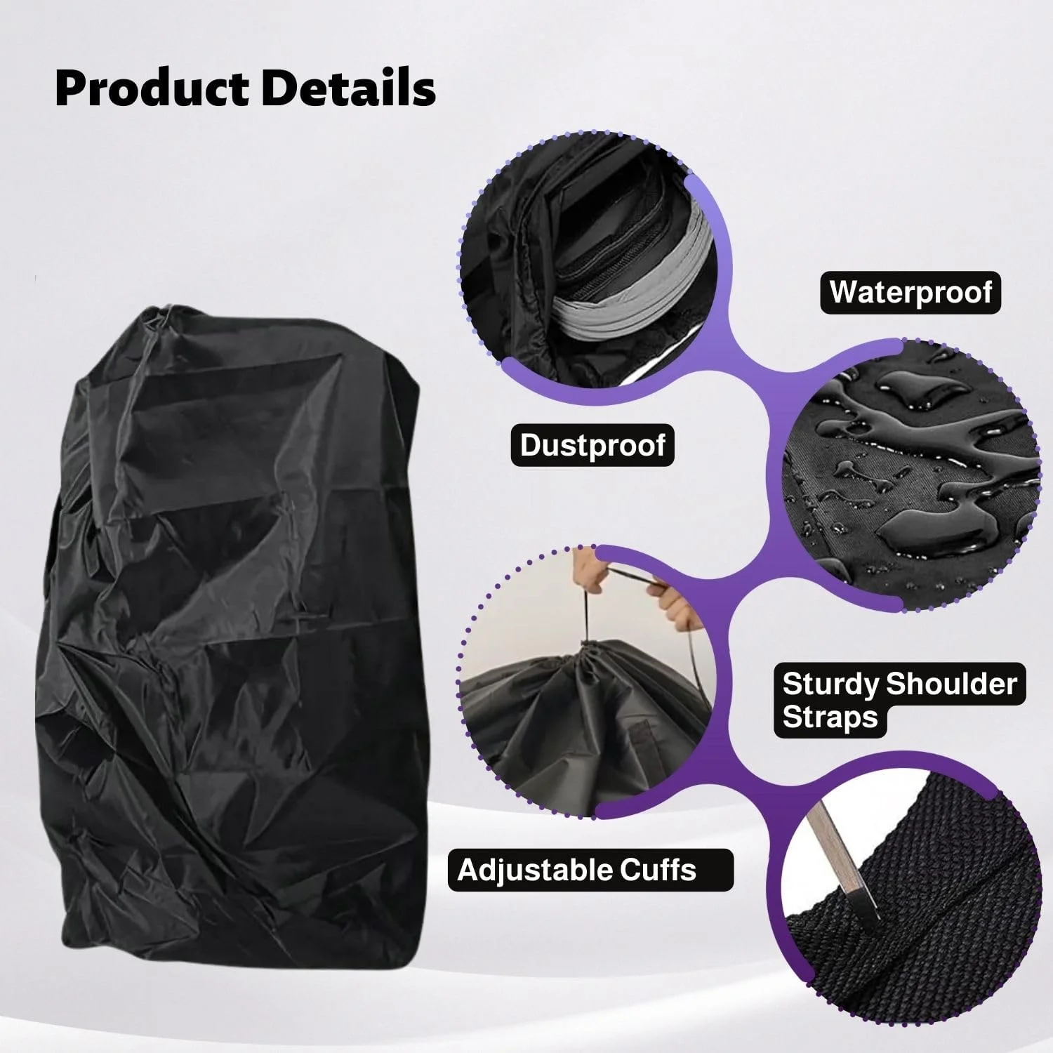 کیف حمل کالسکه یونیورسال Lyivisk مناسب مسافرت هوایی - روکش محافظ مشکی و مقاوم برای کالسکه (55 x 120 سانتی متر) - ایده آل برای فرودگاه و مسافرت