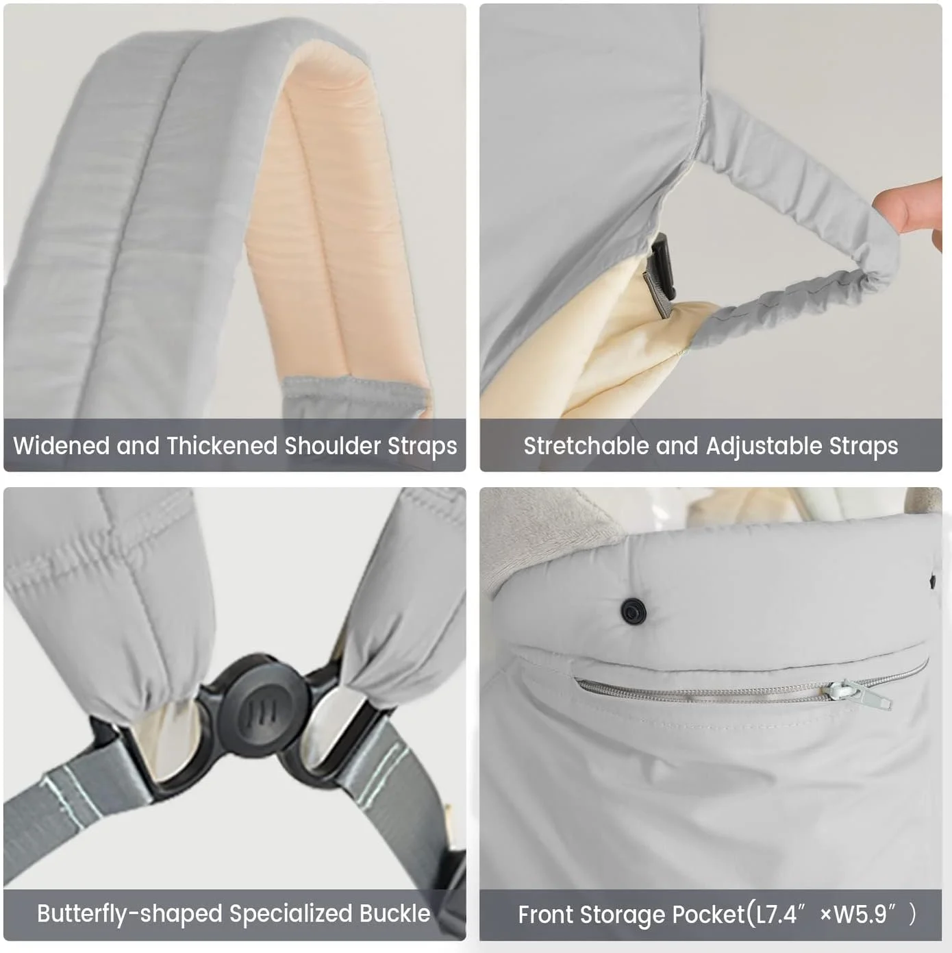 آغوشی نوزاد MAKINGTEC با جیب، 4 در 1، استفاده آسان، ارگونومیک، قابل تنظیم، آغوشی تنفسی، مناسب برای نوزادان تا کودکان نوپا تا 15 کیلوگرم (خاکستری) آغوشی نوزاد MAKINGTEC با جیب، 4 در 1، استفاده آسان، ارگونومیک، قابل تنظیم، آغوشی تنفسی، مناسب برای نوزادان تا کودکان نوپا تا 15 کیلوگرم (خاکستری)