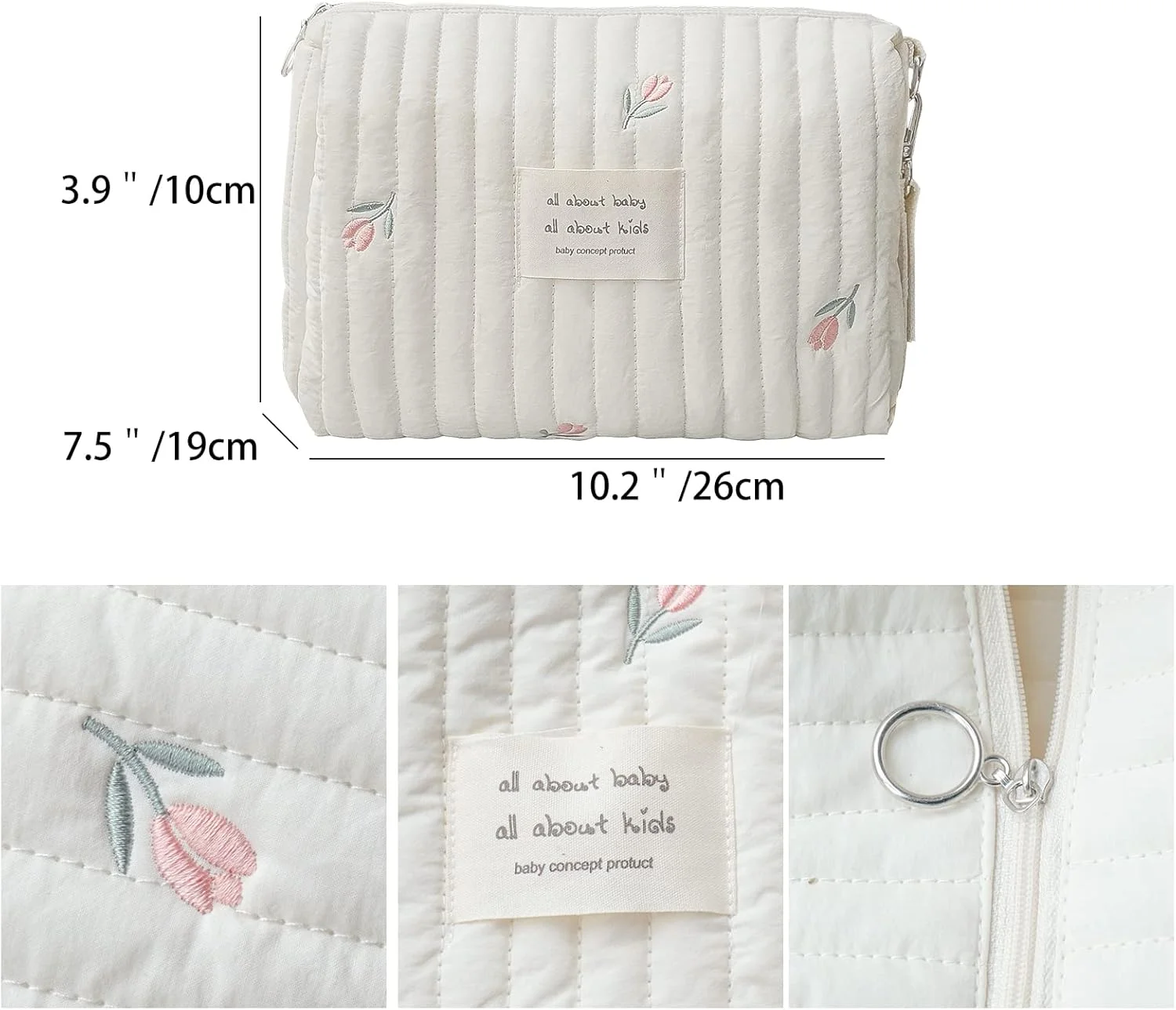 کیف لوازم کودک Lmbabter، کیف پوشک، سازمان دهنده پوشک کالسکه نوزاد، کیف مادر گلدوزی شده برای فضای باز