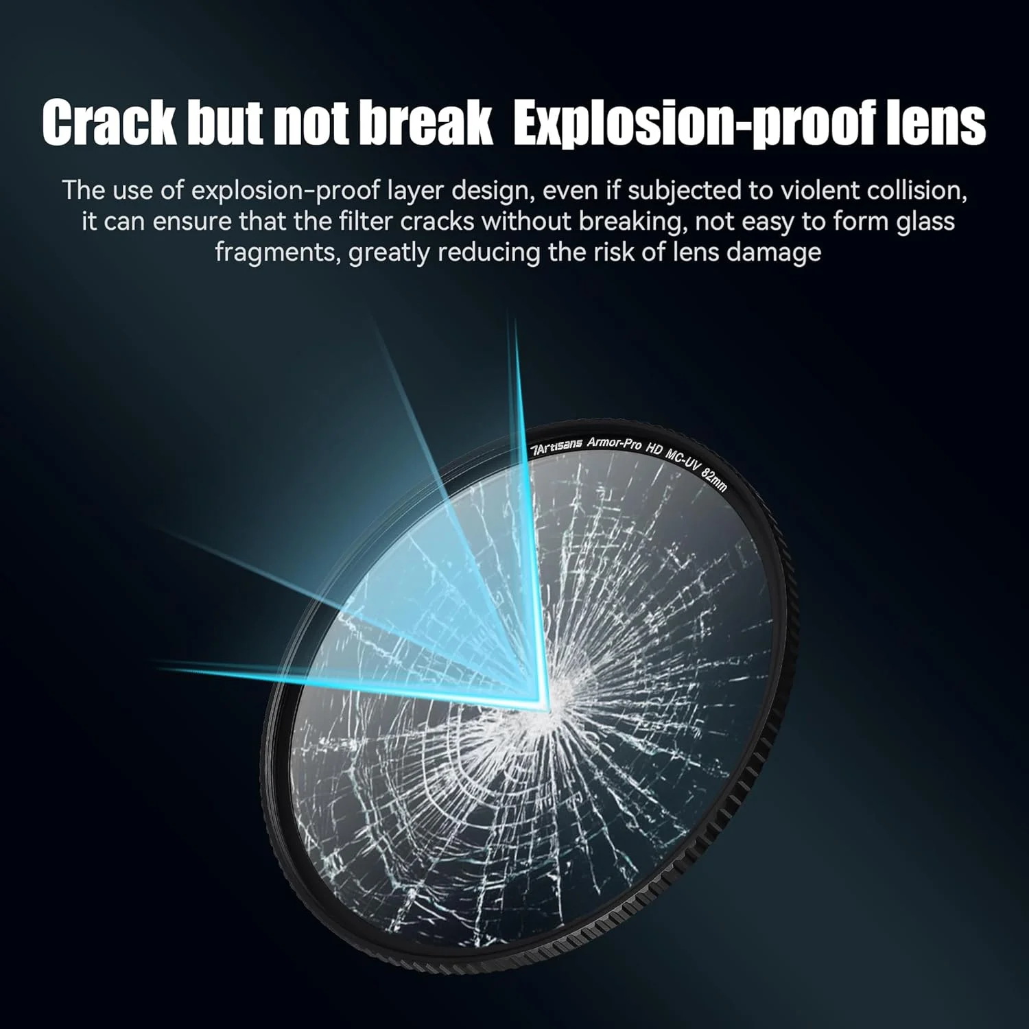 فیلتر فرابنفش HD MC-UV آرمور-پرو 7artisans با 24 لایه پوشش ضد آب و ضد خش، سازگار با لنزهای دوربین با قطر 58 تا 95 میلی‌متر.