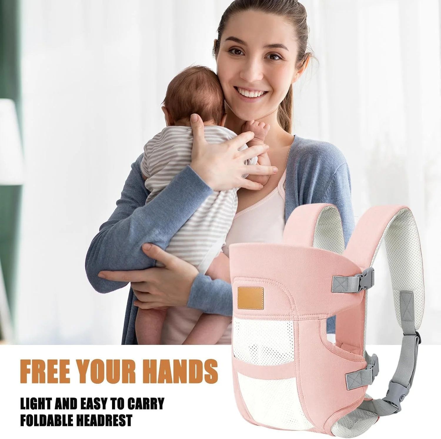 آغوشی نوزاد جلو | آغوشی سبک وزن نوزاد | آغوشی ارگونومیک قابل تنظیم و راحت برای حمل کودک نوپا در سفر، خرید، هواپیما و فضای باز