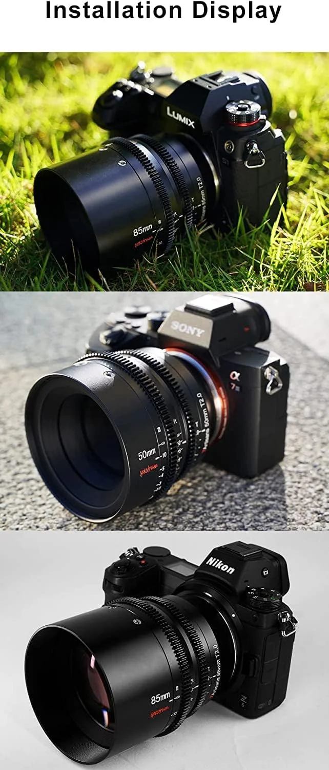 7artisans 85mm 50mm 35mm T2.0 Cine Lens Kit for L Mount,Full Frame Large Aperture Camera Lens,Compatible for Sigma FP, Panasonic S1 S1H S5, Leica SL SL2