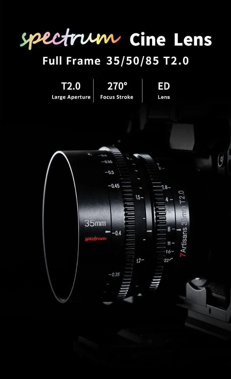 7artisans 85mm 50mm 35mm T2.0 Cine Lens Kit for L Mount,Full Frame Large Aperture Camera Lens,Compatible for Sigma FP, Panasonic S1 S1H S5, Leica SL SL2