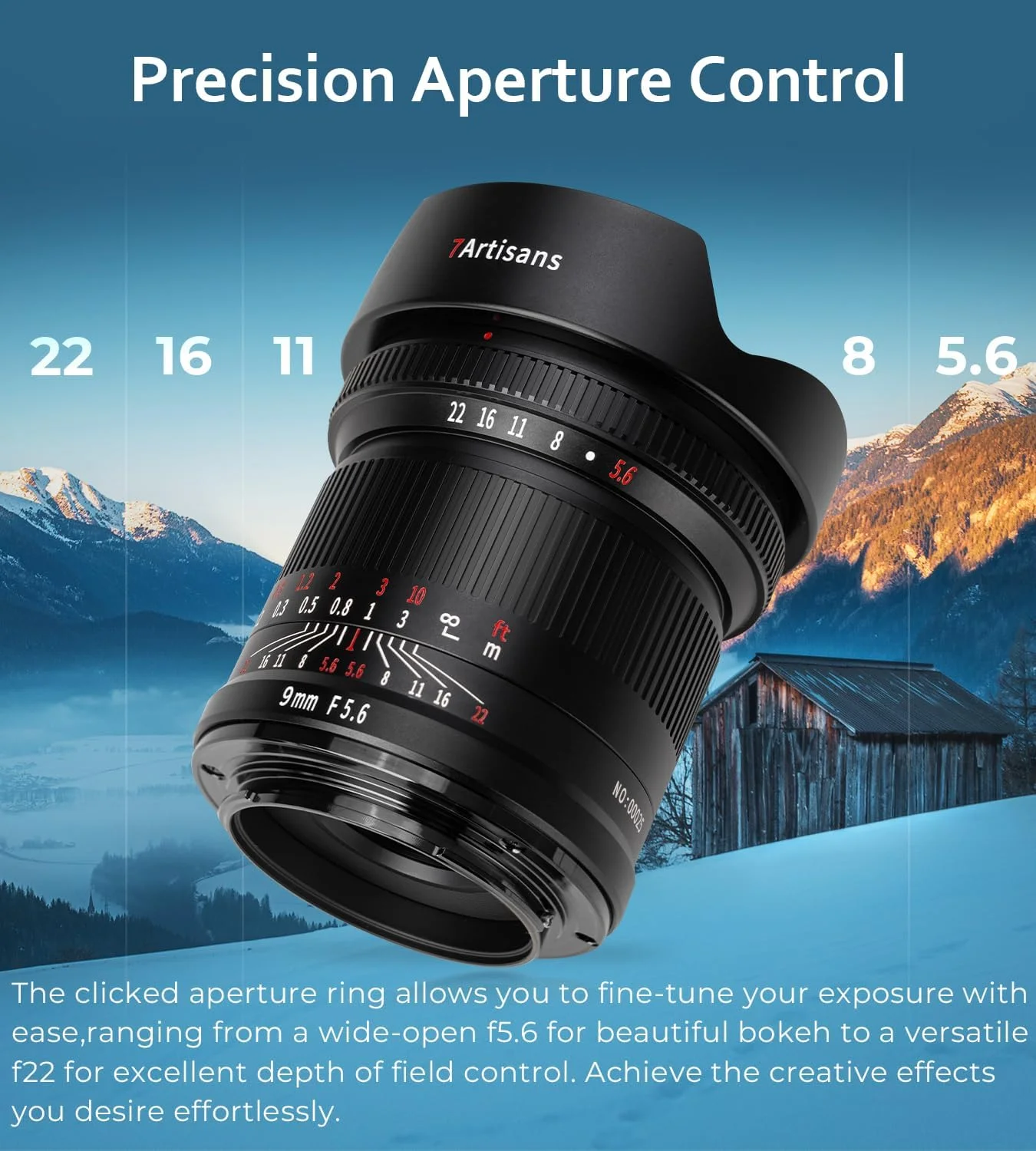 7artisans 9mm F5.6 Full-Frame Ultra Wide-Angle Lens, Compatible with Full-Frame Canon EOS-R Mount Mirrorless Cameras EOS R RP R5 R6 R7