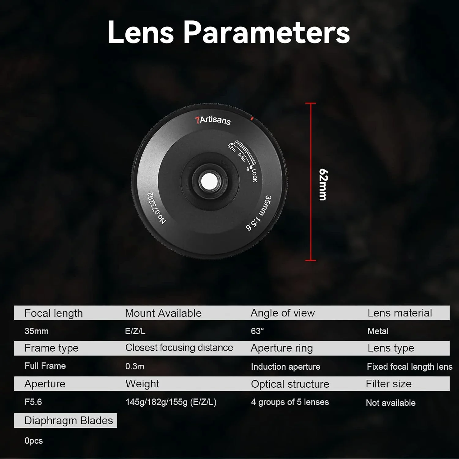 لنز فوق العاده نازک 7artisans 35mm f/5.6 با فوکوس دستی و فریم کامل سازگار با دوربین های بدون آینه نیکون با مانت Z مدل های Z6 Z7 Z50