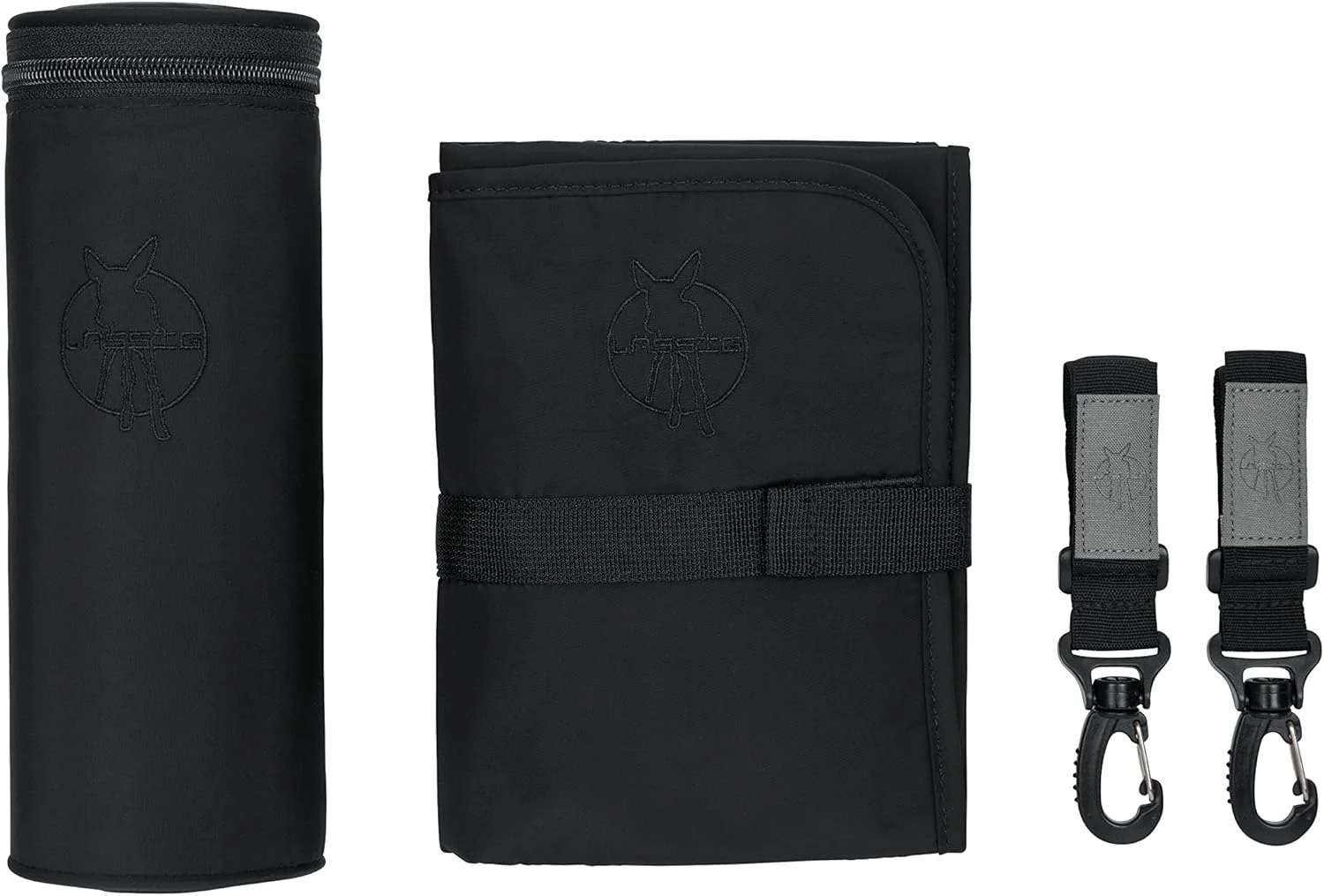 لوازم جانبی کیف مجموعه Glam Lässig شامل جا بطری عایق، زیرانداز تعویض قابل پاک کردن و قلاب های کالسکه، مشکی