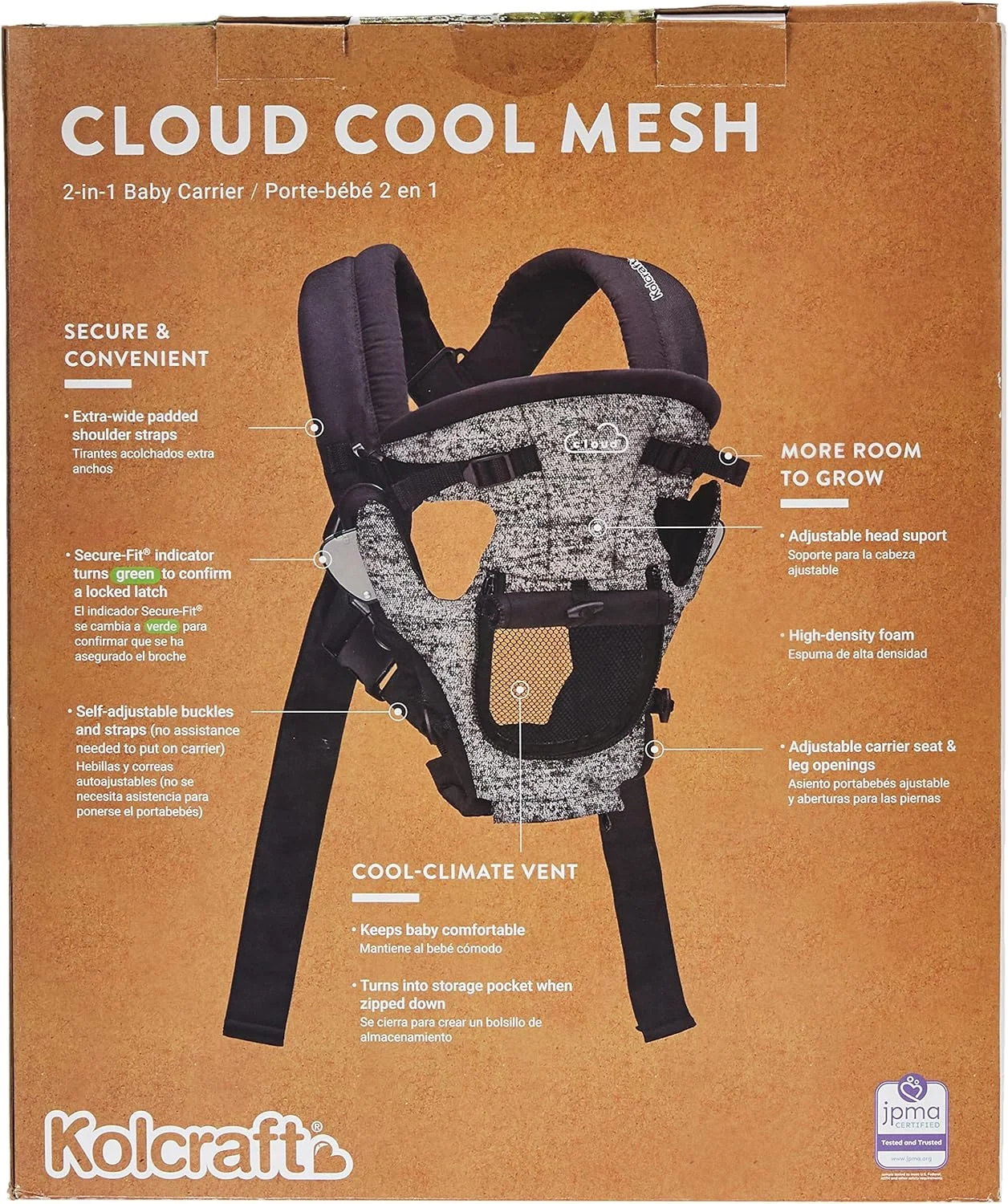 آغوشی نوزاد کول کرفت مدل Cloud Cool Mesh، خاکستری فضایی، 0 تا 36 ماه