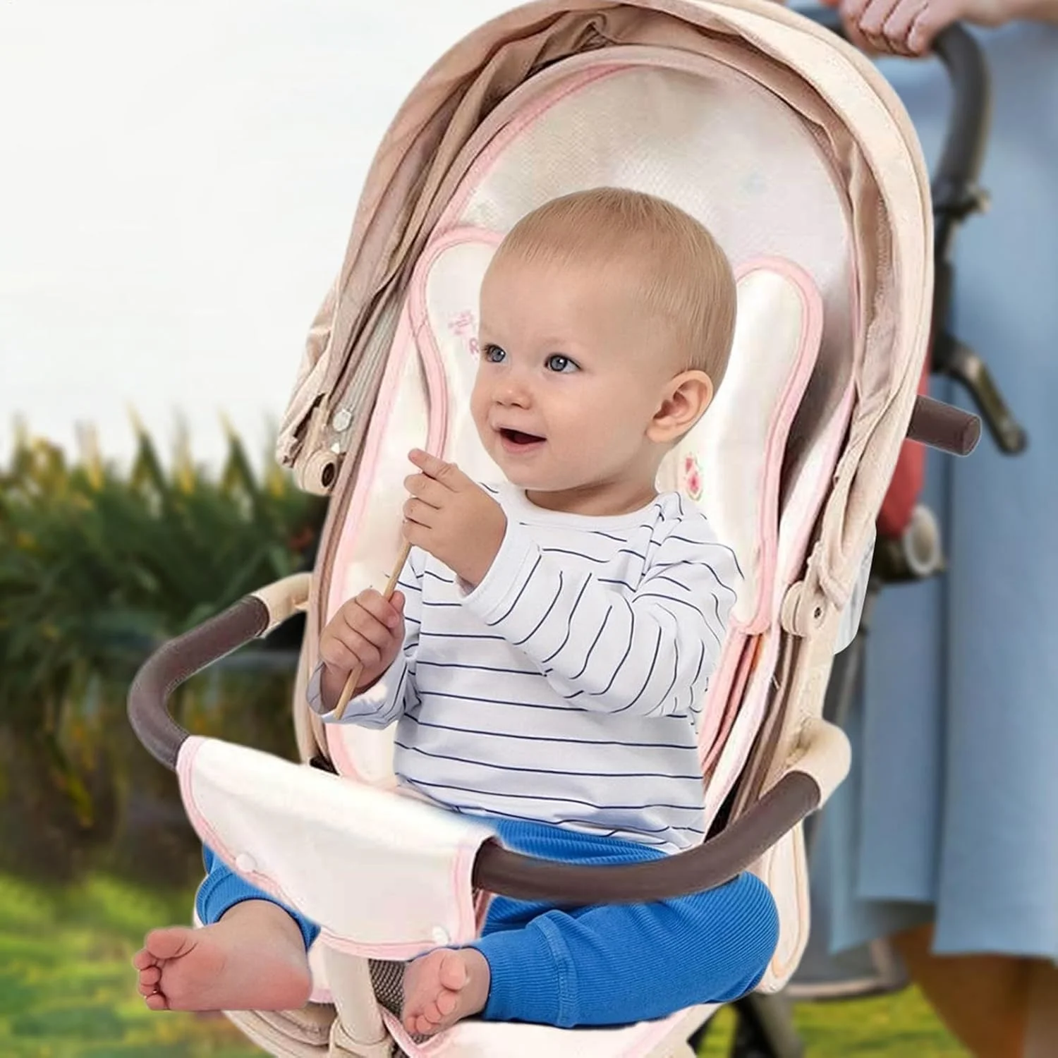 پد خنک کننده کریر نوزاد kinrguiyuez، تشک کارتونی بامزه ابریشمی یخی تنفسی - کوسن صندلی کودک، لوازم جانبی کالسکه کودک برای کریر، صندلی