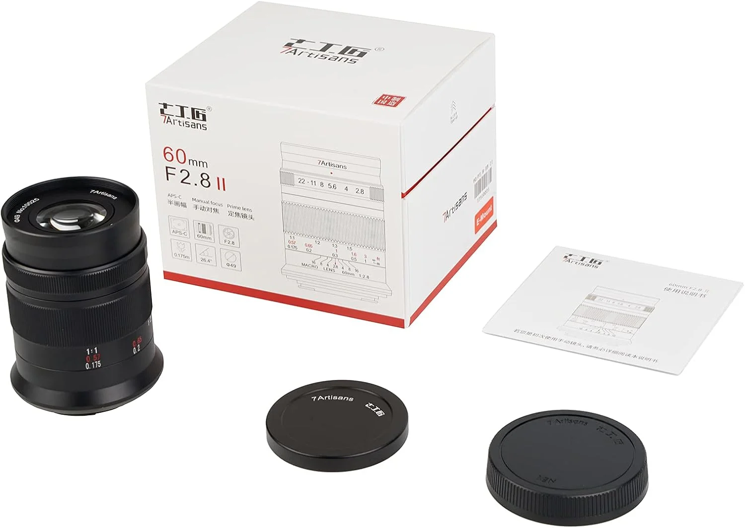 لنز ماکرو 60mm F2.8 II هفتartisans، لنز ثابت دستی APS-C سازگار با دوربین های Canon EOS-M (مشکی)