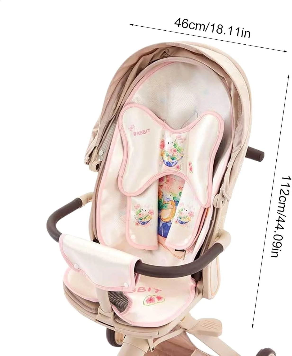 پد خنک کننده کریر نوزاد kinrguiyuez، تشک کارتونی بامزه ابریشمی یخی تنفسی - کوسن صندلی کودک، لوازم جانبی کالسکه کودک برای کریر، صندلی