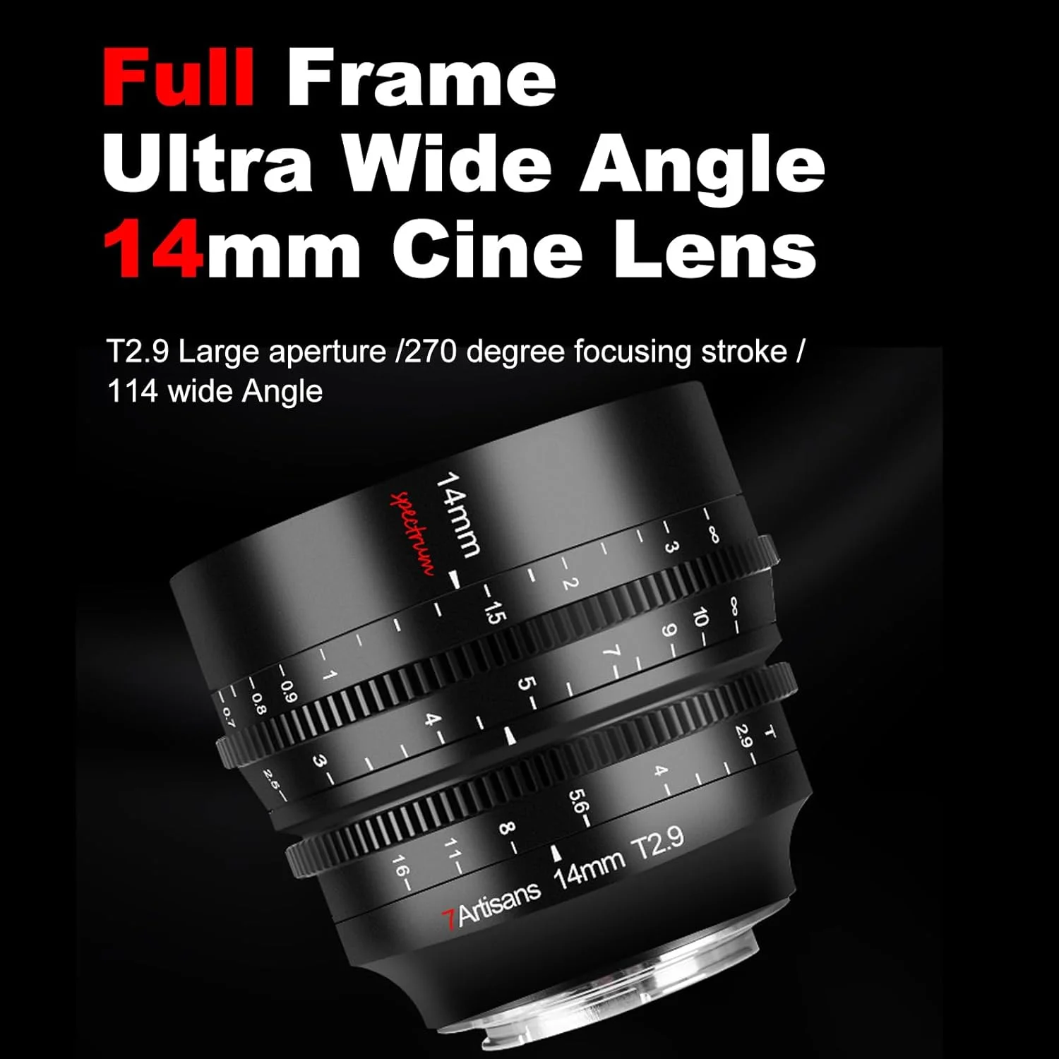 لنز سینمایی 7artisans 14mm T2.9 فول فریم پرایم بدون آینه، زاویه باز 114 درجه، چرخش فوکوس 270 درجه برای مانت Sony E، برای Sony A7,A7R, A7S,A7II,A7RII,A7S II,A9,A7RlII,A7lII,A7RIV,A9 II لنز سینمایی 7artisans 14mm T2.9 فول فریم پرایم بدون آینه، زاویه باز 114 درجه، چرخش فوکوس 270 درجه برای مانت Sony E، برای Sony A7,A7R, A7S,A7II,A7RII,A7S II,A9,A7RlII,A7lII,A7RIV,A9 II