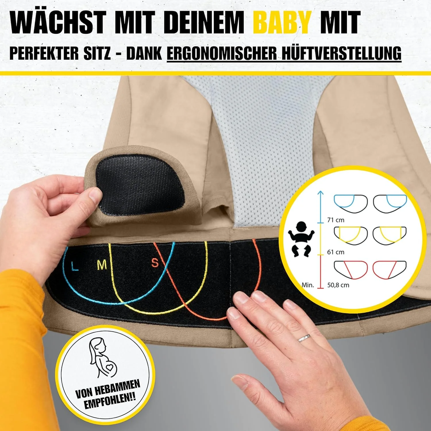 کیدی کینگدام - آغوشی نوزاد ارگونومیک از بدو تولد - آغوشی کودک 3 در 1 چند منظوره از 0 تا 36 ماهگی - آغوشی نوزاد با توری نرم سه بعدی - پنبه - کیف آغوشی نوزاد بژ