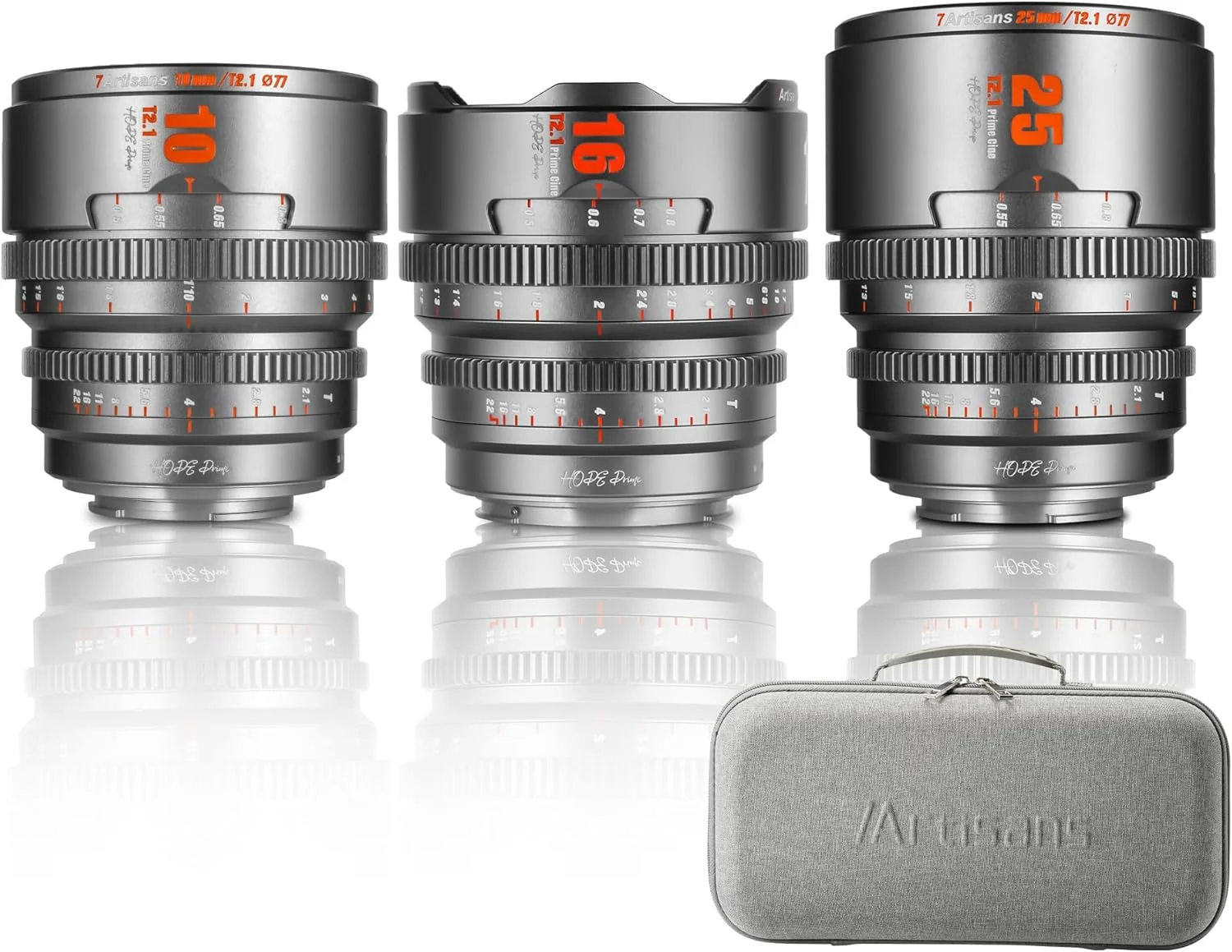 لنز سینمایی حرفه ای سری Hope مدل 7artisans با فریم S35، 10mm/16mm/25mm، سازگار با دوربین های بدون آینه با مانت Sony E (فریم C)، مناسب برای Sony A6500/A6600/A6700/FX30/ZVE-10 (خاکستری تیتانیومی)