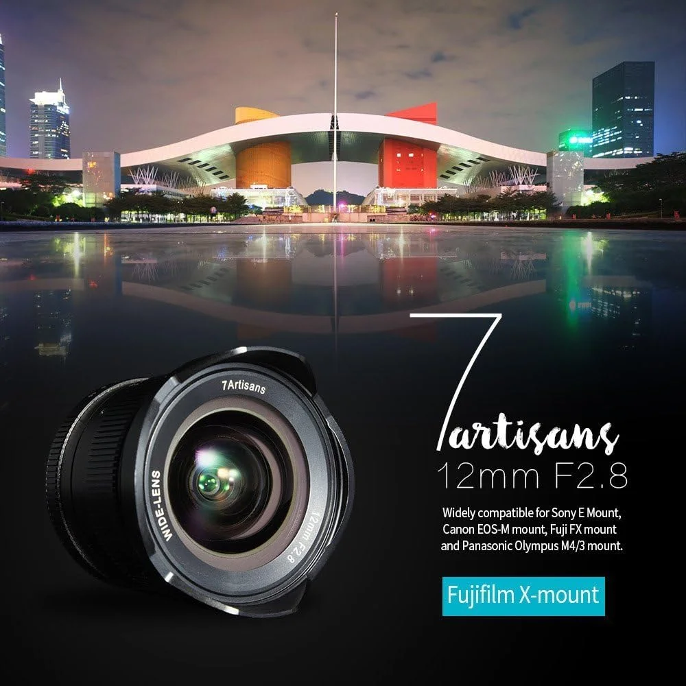 لنز ثابت دستی 7artisans 12mm F2.8 APS-C برای دوربین های M4/3 مانت پاناسونیک G1 G2 G3 G4 G5 G6 G7 GF1 GF2 GF3 GF5 GF6 GM1 المپوس EMP1 EPM2 E-PL1 E-PL2 E-PL3 E-PL5