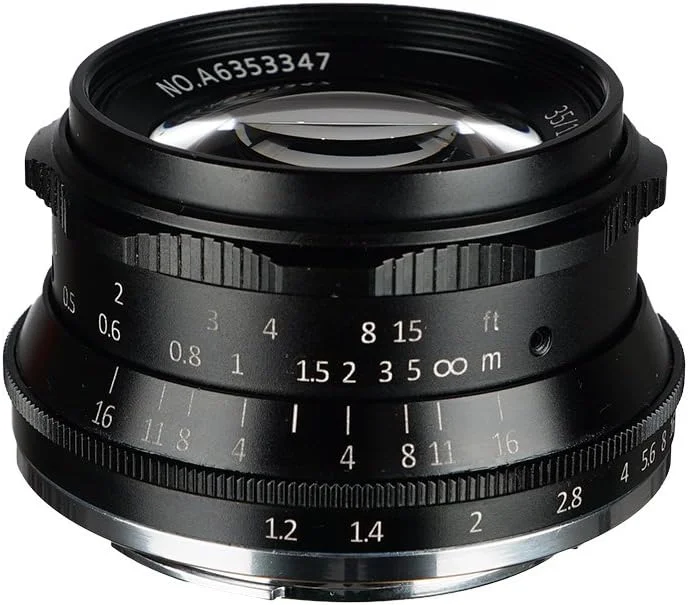 لنز پرایم 35 میلی‌متری F1.2 با دیافراگم باز 7artisans، فوکوس دستی APS-C سازگار با دوربین‌های بدون آینه کامپکت کانن مدل M1 M2 M3 M5 M6 M10 با مانت EOS-M - مشکی