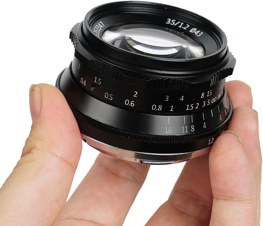 لنز پرایم 35 میلی‌متری F1.2 با دیافراگم باز 7artisans، فوکوس دستی APS-C سازگار با دوربین‌های بدون آینه کامپکت کانن مدل M1 M2 M3 M5 M6 M10 با مانت EOS-M - مشکی