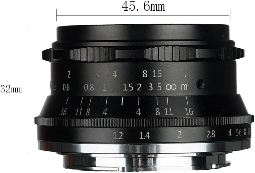 لنز پرایم 35 میلی‌متری F1.2 با دیافراگم باز 7artisans، فوکوس دستی APS-C سازگار با دوربین‌های بدون آینه کامپکت کانن مدل M1 M2 M3 M5 M6 M10 با مانت EOS-M - مشکی