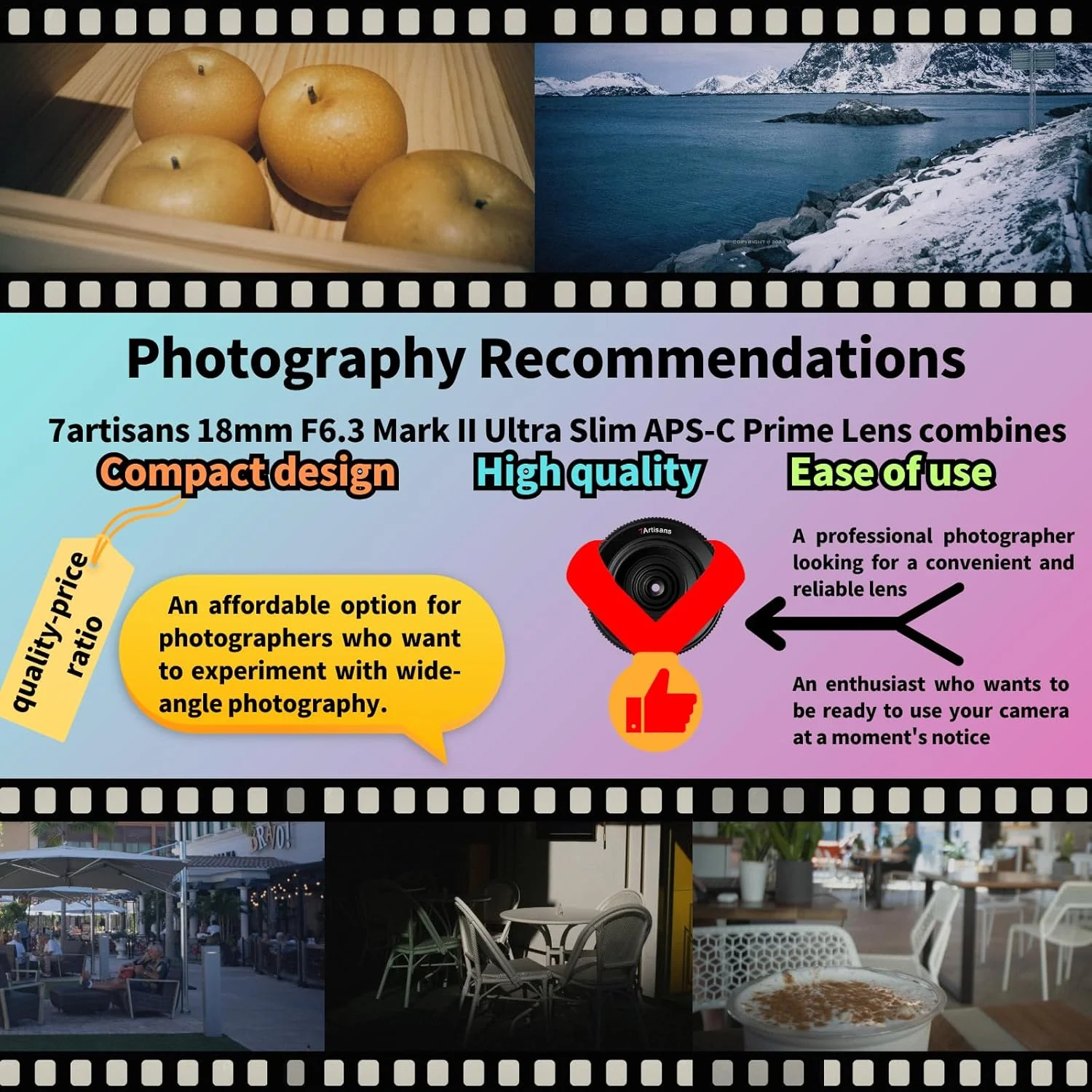 لنز پرایم 18mm F6.3 Ⅱ APS-C الترا واید با فوکوس دستی 7artisans برای دوربین های FUJIFILM با مانت FX