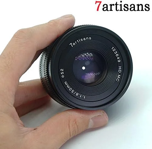 لنز ثابت دستی 7artisans 50mm F1.8 APS-C برای دوربین های بدون آینه Sony E-Mount مانند Sony A6500 A6300 A6000 A5100 A5000 NEX-3 NEX-3N NEX-3R NEX-C3 NEX-F3K NEX-5K و غیره