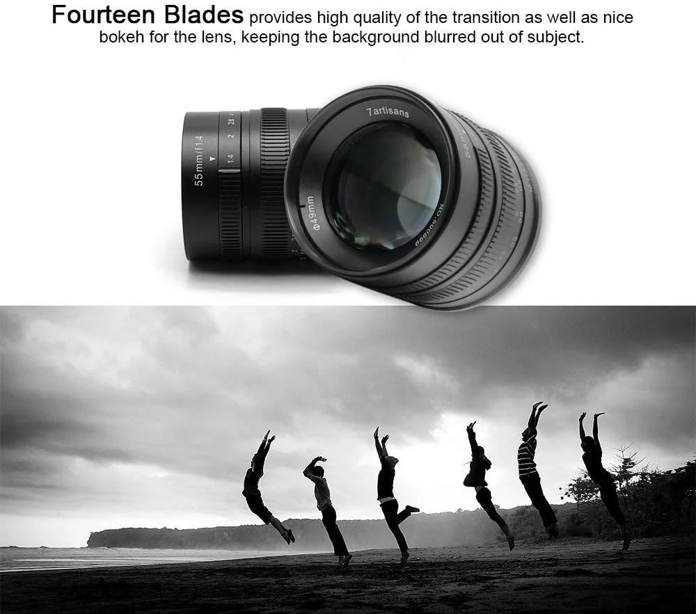 لنز ثابت دستی 7artisans 55mm F1.4 APS-C برای دوربین های Canon EOS-M مانند M1 M2 M3 M5 M6 M10