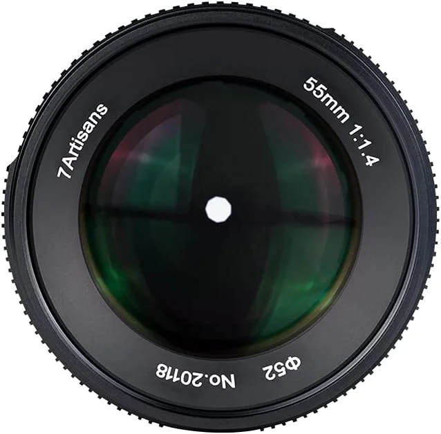 لنز دوربین 55mm F1.4 با دیافراگم بزرگ 7artisans، فوکوس دستی، مناسب برای دوربین های میکرو با مانت Canon M1, M2, M3, M5, M6, M10 EOS-M به همراه دستمال TUYUNG