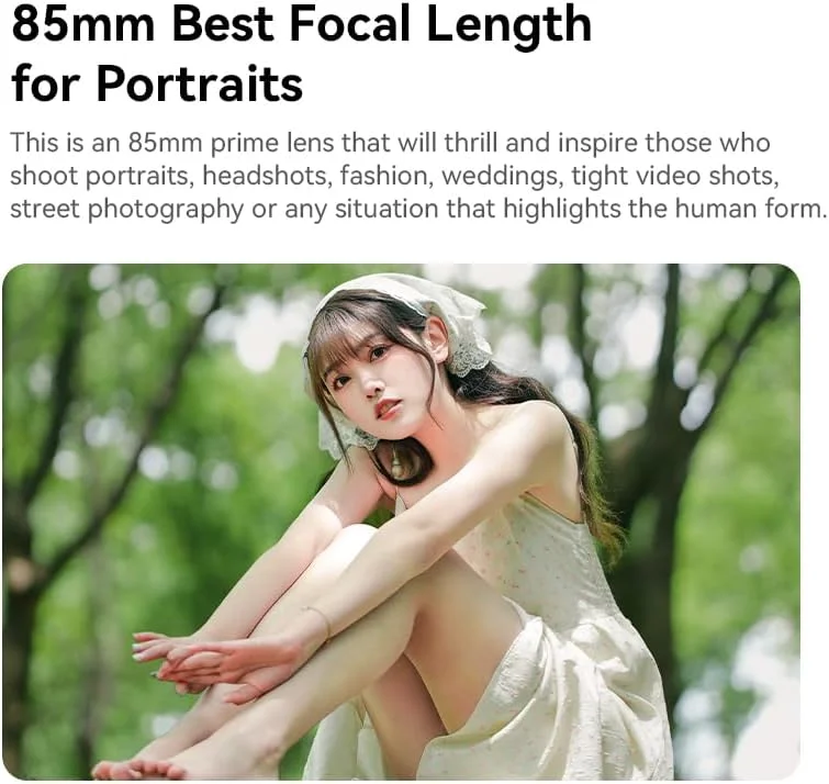 لنز دوربین 7artisans AF 85mm F1.8 فول فریم با مانت Sony E، فوکوس خودکار، مناسب پرتره، دیافراگم باز و پشتیبانی از ردیابی چشم/صورت