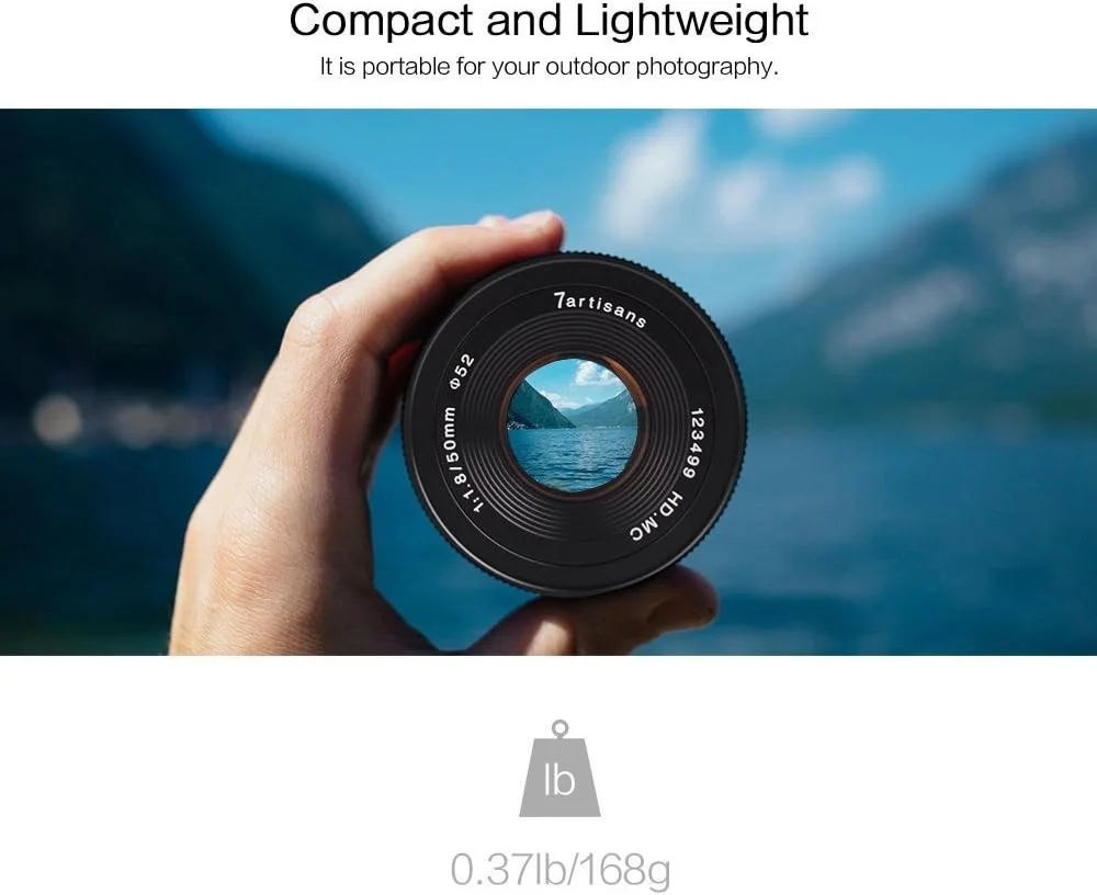 لنز ثابت دستی 7artisans 50mm F1.8 APS-C برای دوربین های بدون آینه Sony E-Mount مانند Sony A6500 A6300 A6000 A5100 A5000 NEX-3 NEX-3N NEX-3R NEX-C3 NEX-F3K NEX-5K و غیره