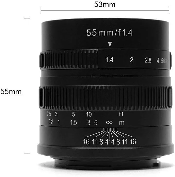 لنز ثابت دستی 7artisans 55mm F1.4 APS-C برای دوربین های Canon EOS-M مانند M1 M2 M3 M5 M6 M10