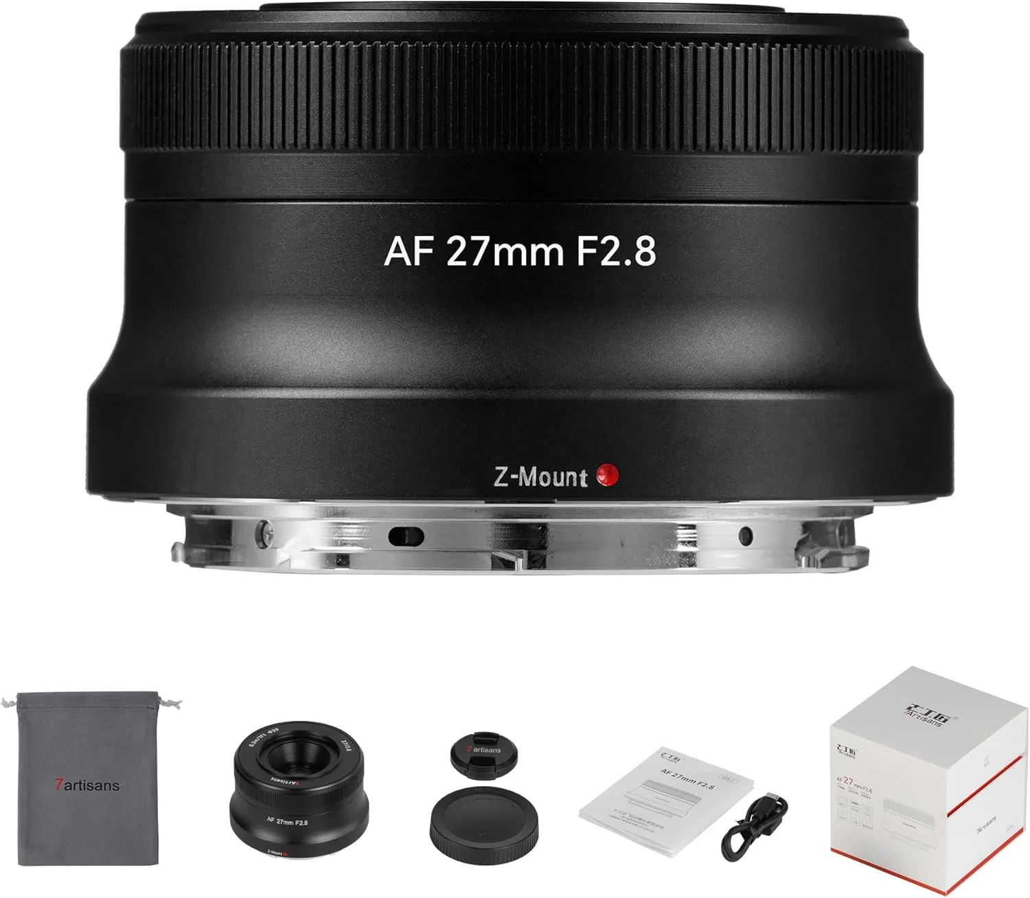 لنز 7artisans AutoFocus 27mm F2.8 APS-C، دیافراگم بزرگ F2.8، پشتیبانی از دیافراگم خودکار/دستی و تشخیص چهره/چشم، سازگار با Nikon Z Mount Z50/Z30