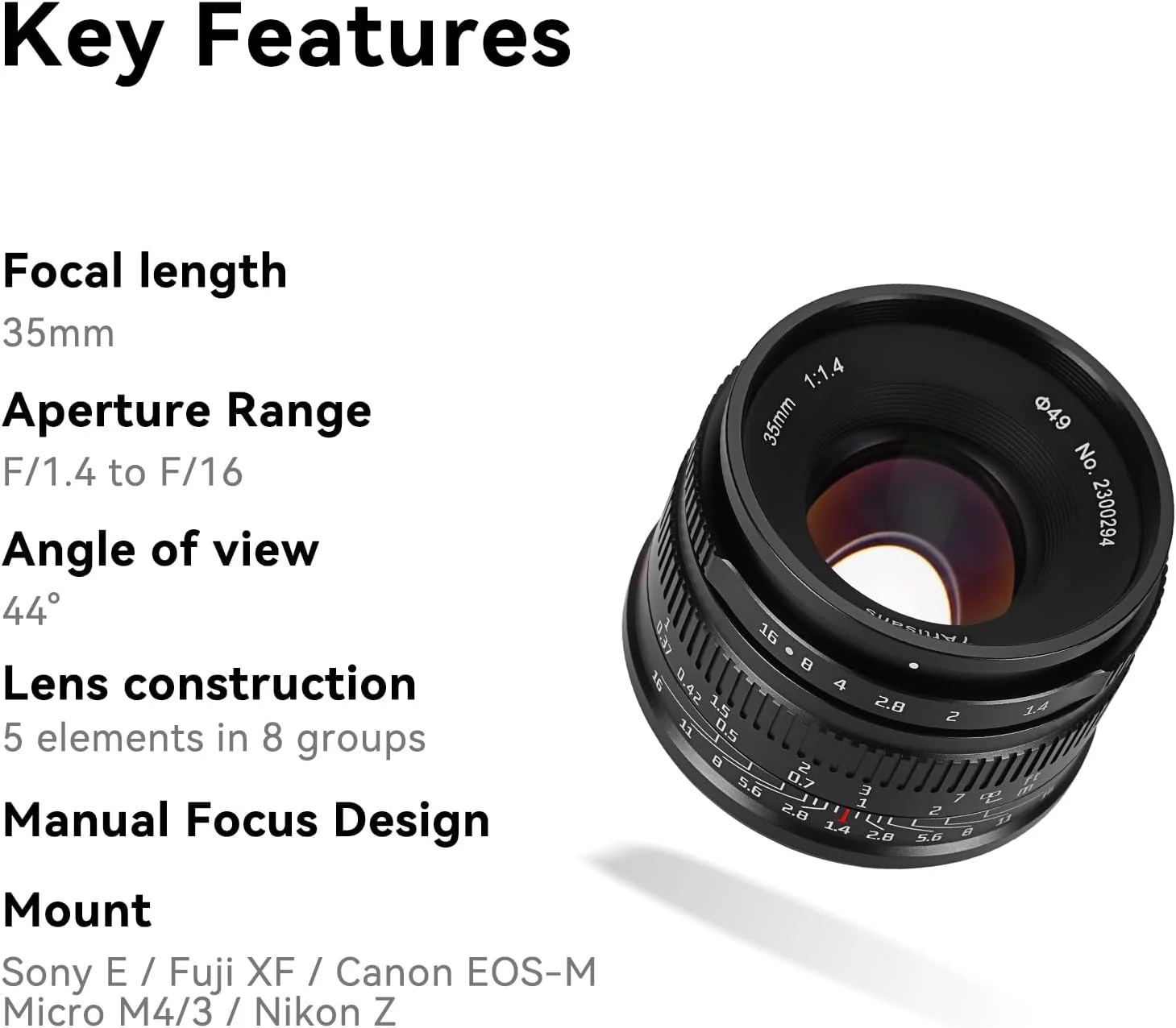 لنز ثابت 35mm F1.4 Mark II APS-C با فوکوس دستی و دیافراگم بزرگ 7artisans، سازگار با دوربین های Olympus و Panasonic با مانت MFT M4/3 لنز ثابت 35mm F1.4 Mark II APS-C با فوکوس دستی و دیافراگم بزرگ 7artisans، سازگار با دوربین های Olympus و Panasonic با مانت MFT M4/3